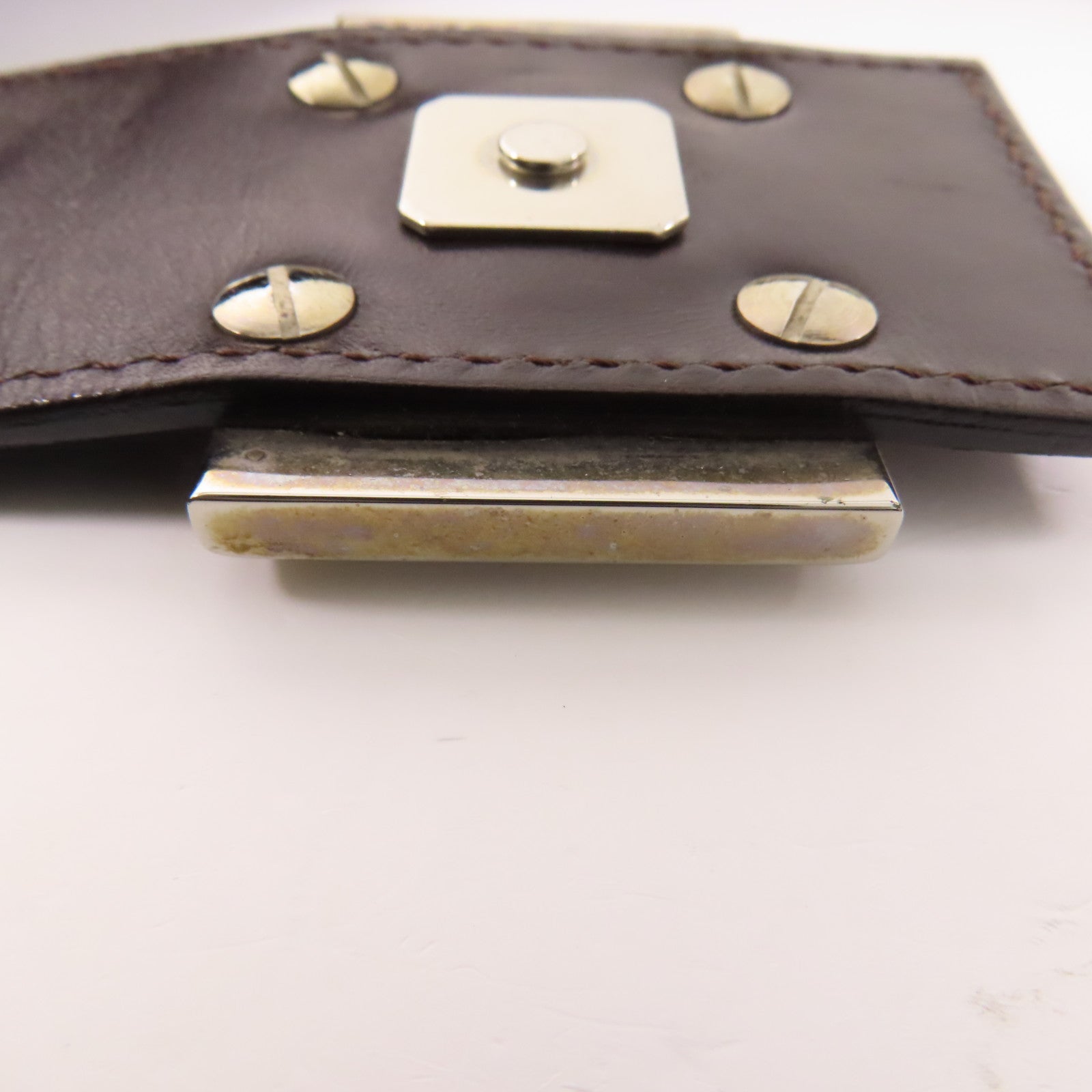 FENDI 帆布Zucca Shoulder Bag銀扣肩背袋