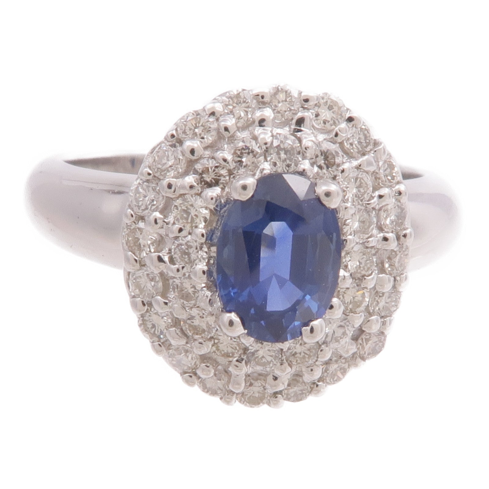 JEWELRY 【激減優惠】18K白金Sapphire Diamond Ring藍寶石/鑽石戒指US#6.5