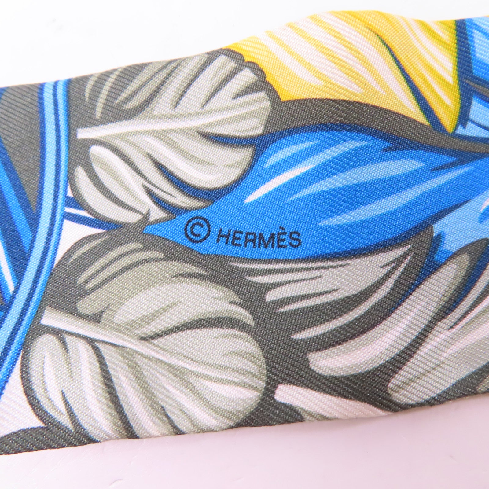 HERMES 絲質Twilly絲巾黄色/彩色
