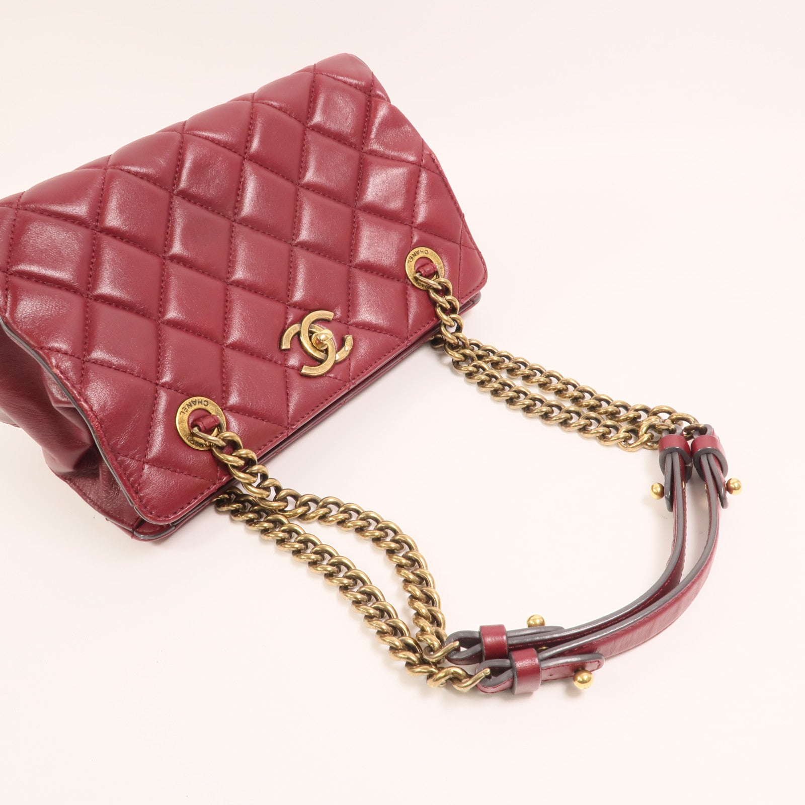 CHANEL 牛皮皮革Tote Bag金扣鏈帶肩背袋