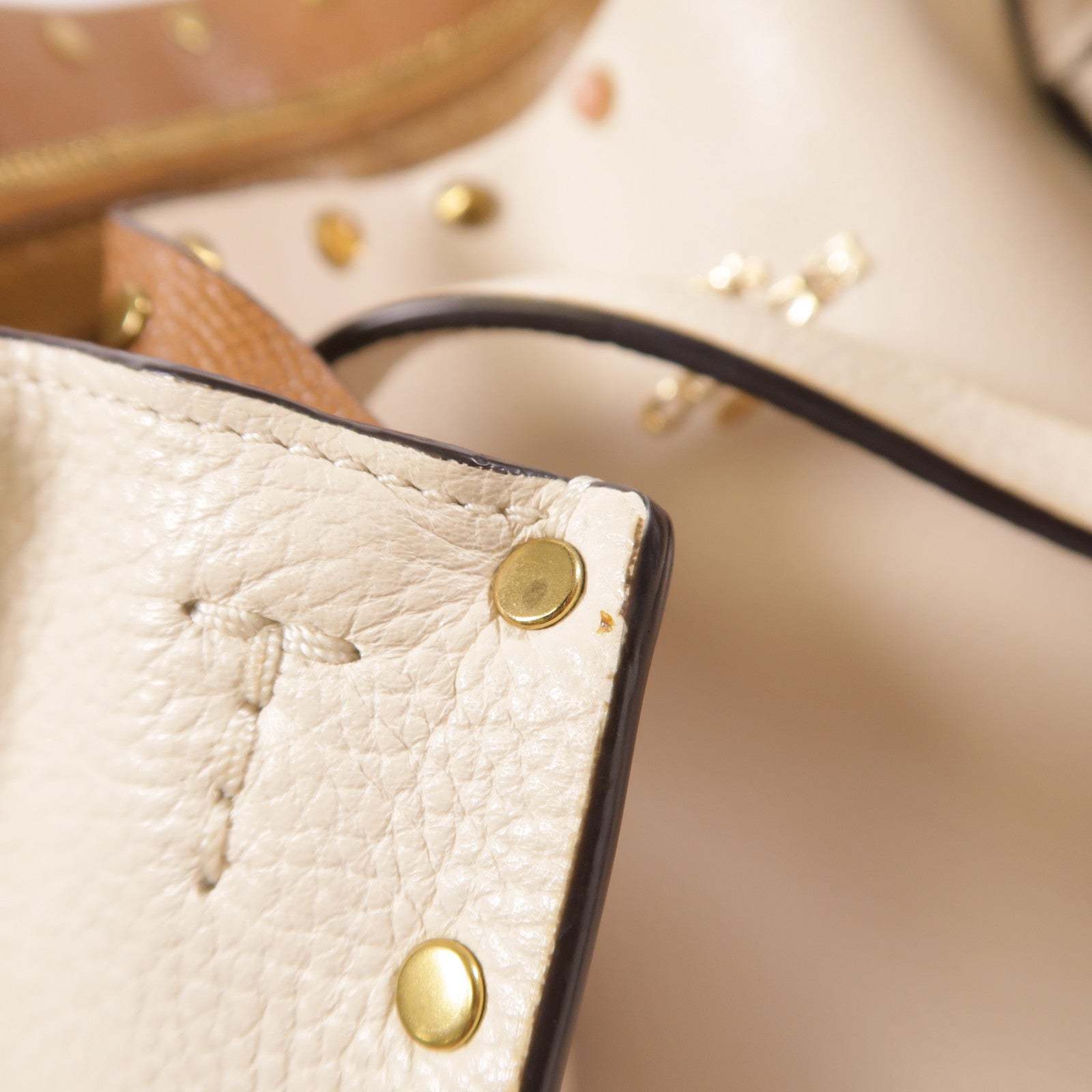 COACH GHW Tote Bag 2Way Shoulder Hand Bag Calfskin Leather K1869 White