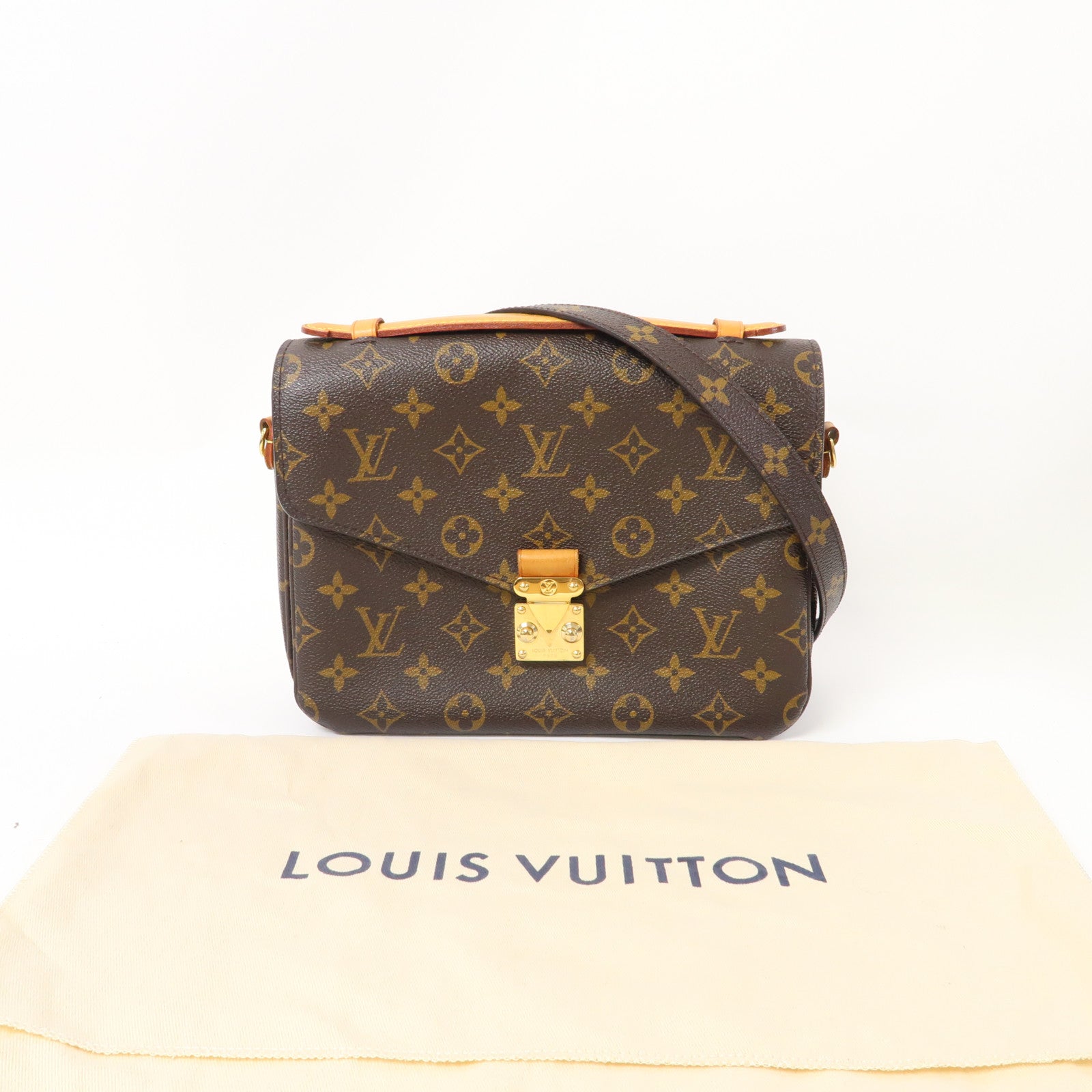 LOUIS VUITTON Monogram Pochette Metis金扣手挽肩背兩用袋棕色