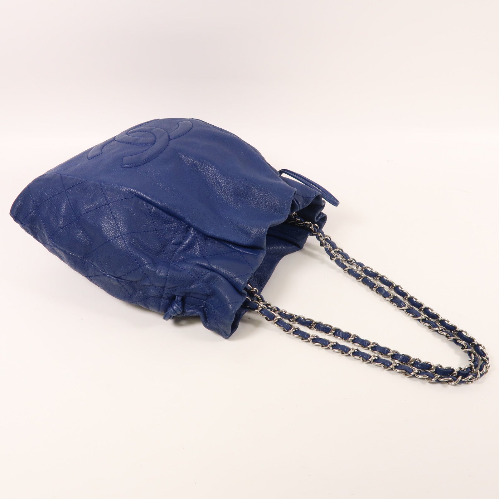 CHANEL 牛皮皮革Chain Shoulder銀扣鏈帶肩背袋