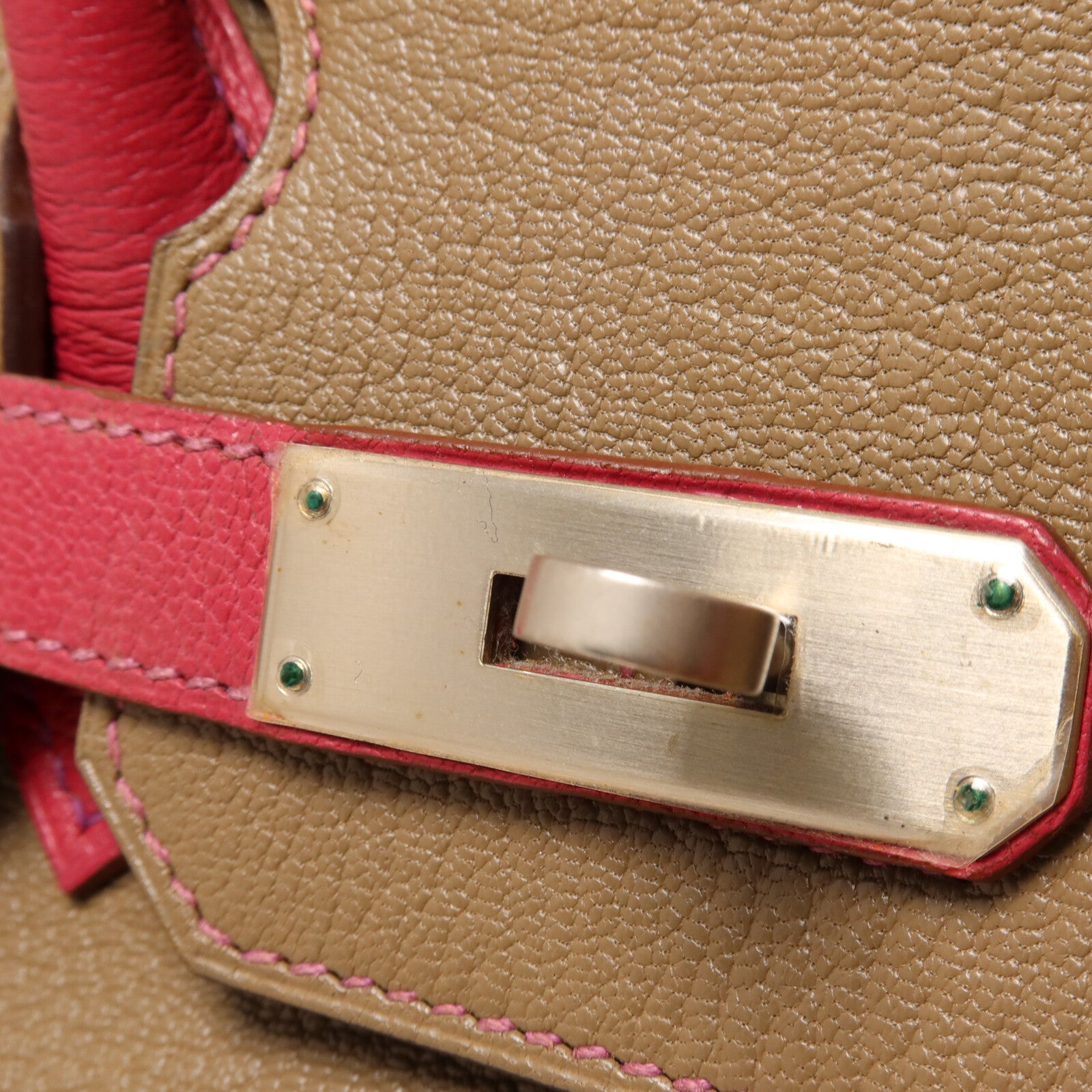 HERMES Chevre皮革Birkin 30手挽袋Etoupe/Rose Purple