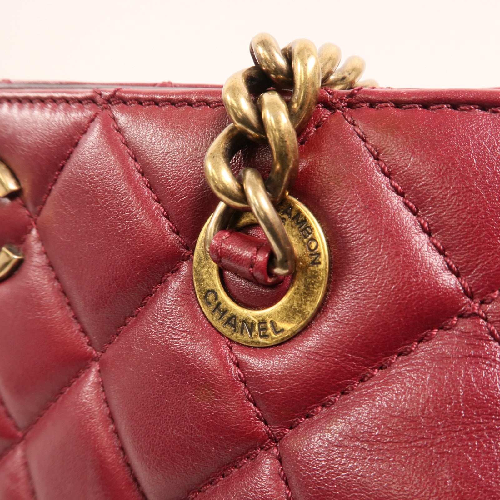 CHANEL 牛皮皮革Tote Bag金扣鏈帶肩背袋