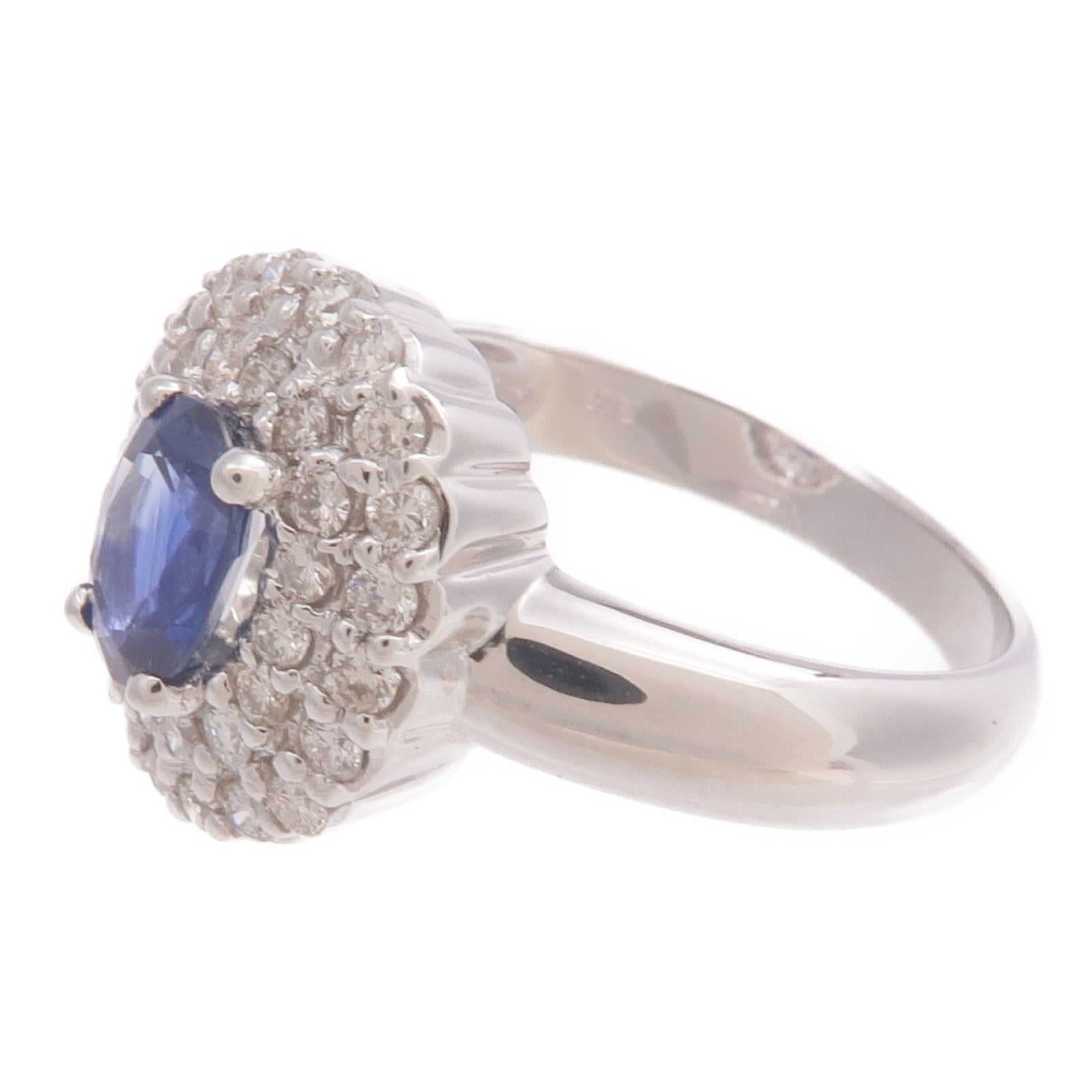 JEWELRY 【激減優惠】18K白金Sapphire Diamond Ring藍寶石/鑽石戒指US#6.5