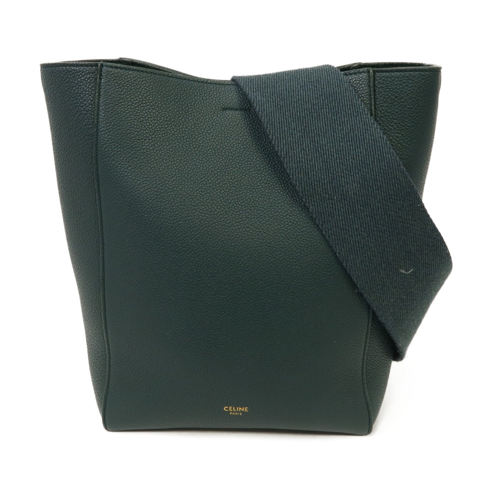 CELINE 牛皮皮革Bucket金扣肩背袋綠色