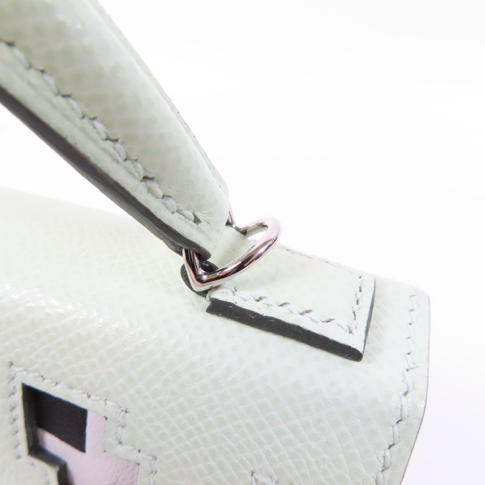 HERMES Epsom皮革Kelly Doll Picto銀扣肩背袋Vert Fizz綠色