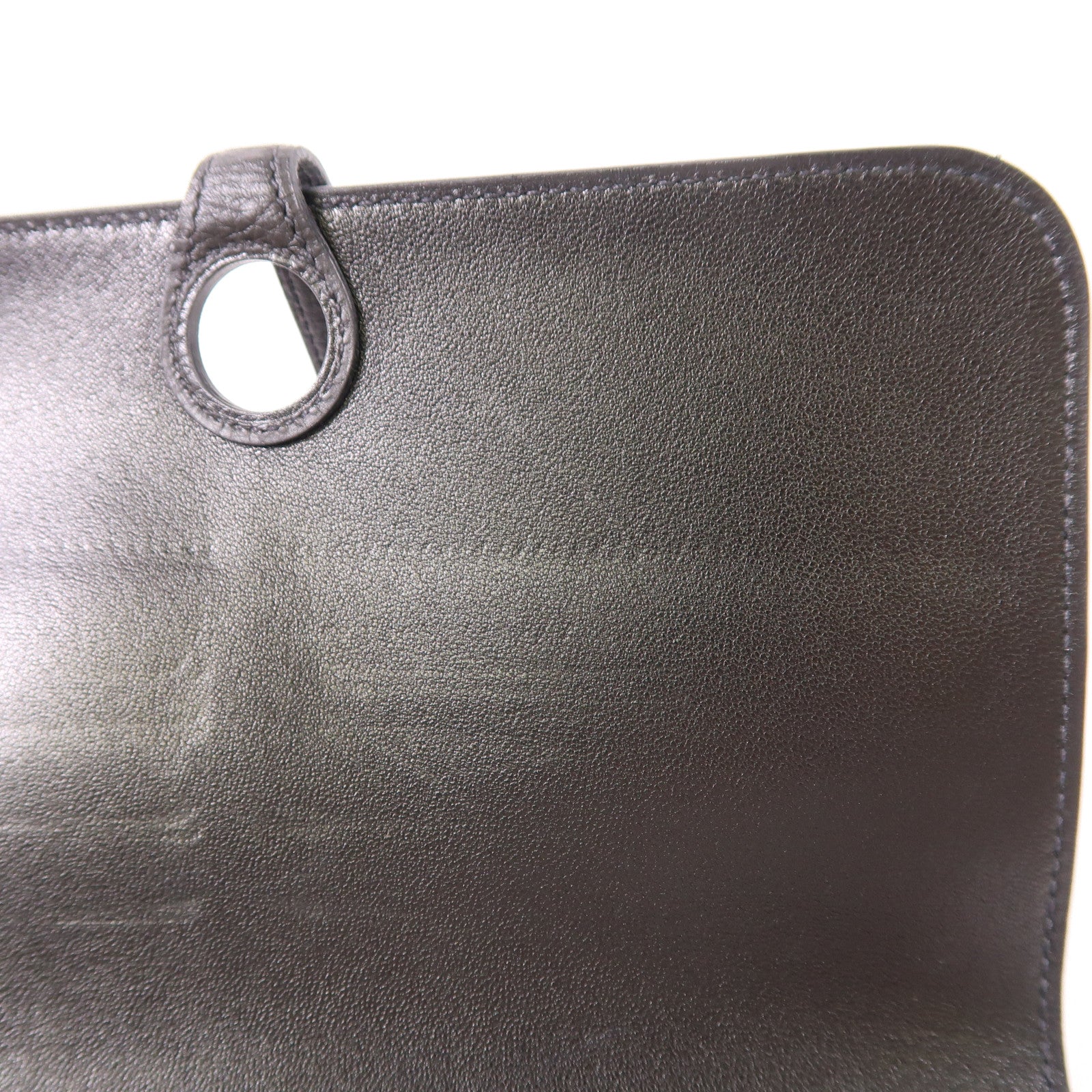 HERMES Clemence皮革Dogon MM銀扣長錢包89 Noir