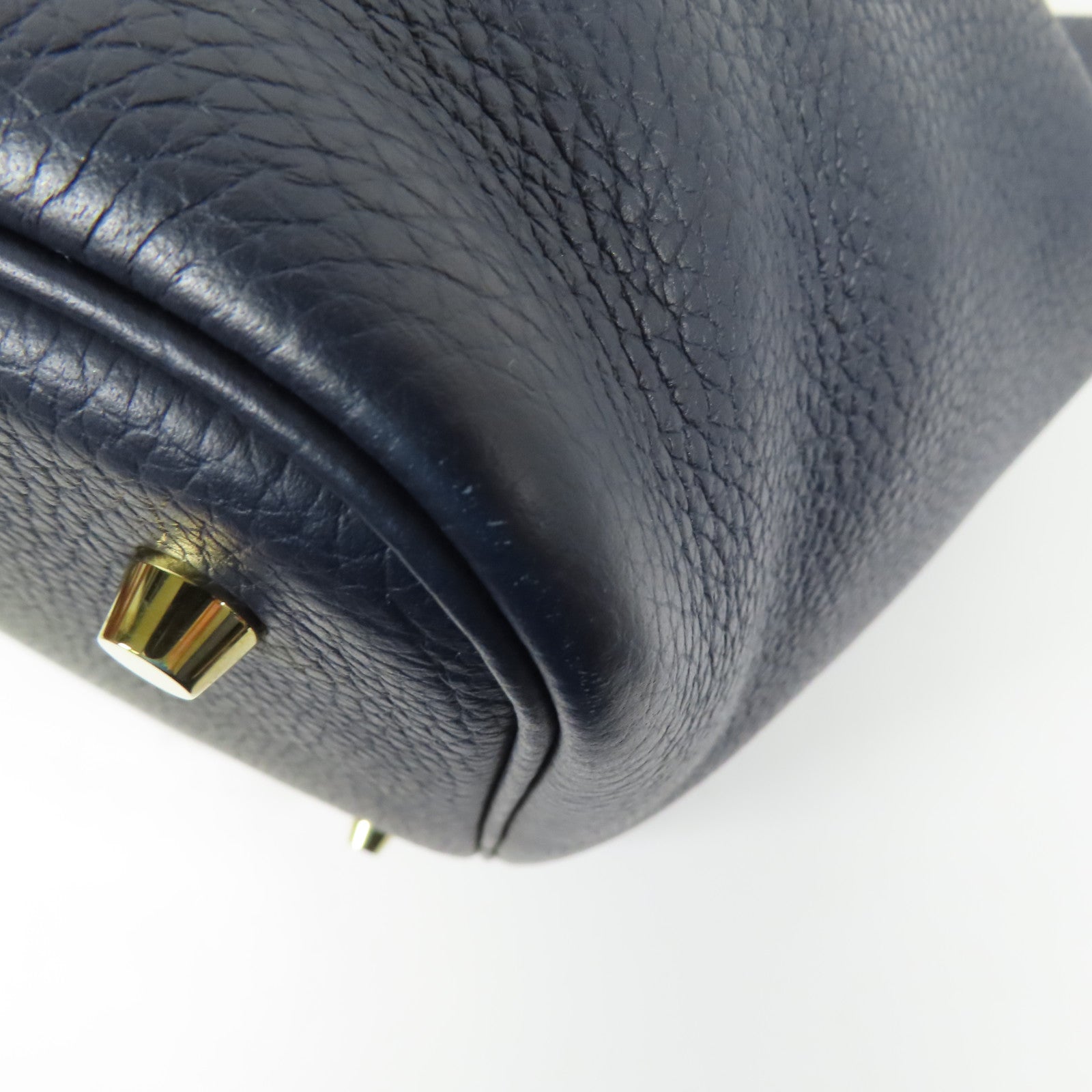 HERMES Clemence皮革Picotin MM金扣手挽袋Bleu Nuit