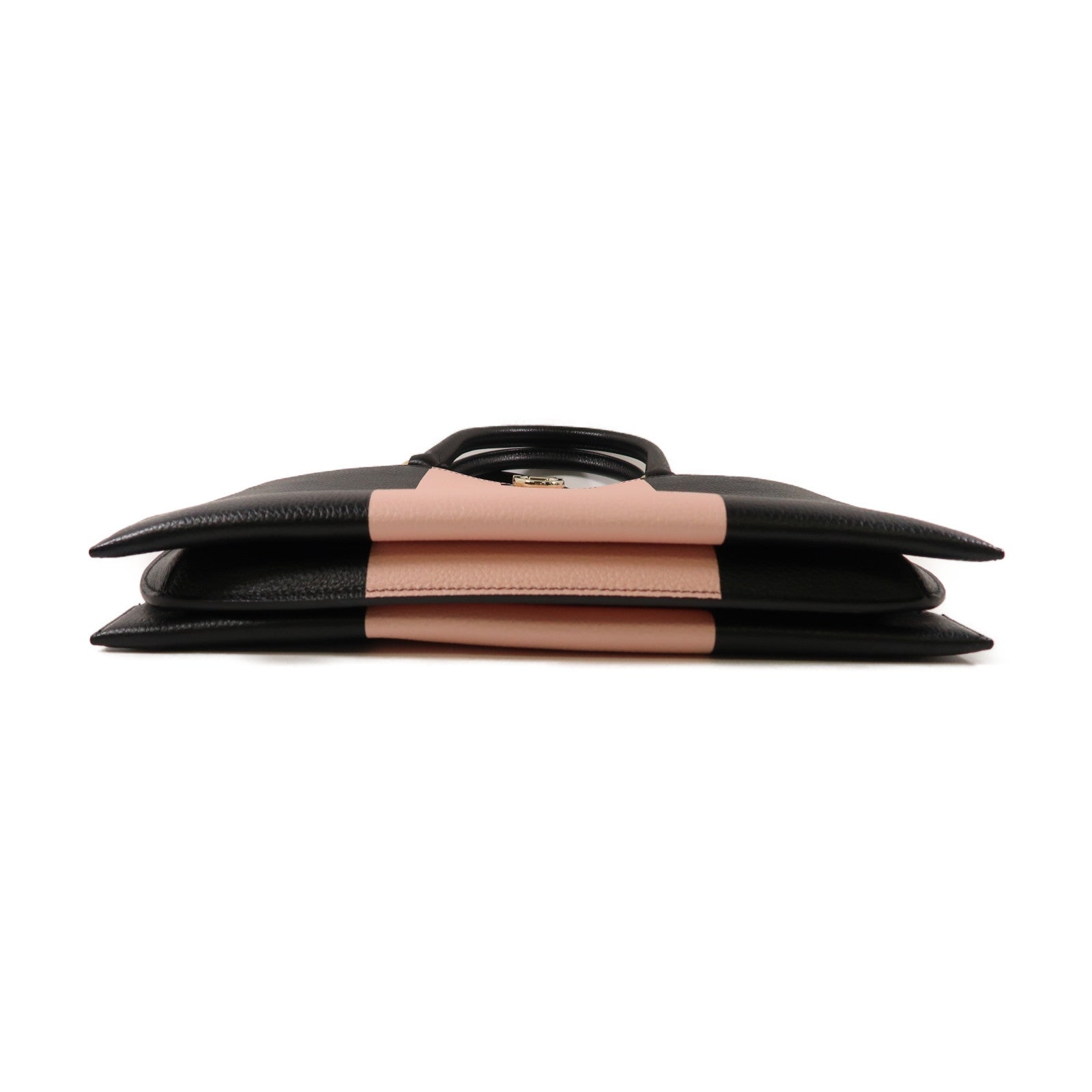 Salvatore Ferragamo 牛皮皮革Shoulder Bag金扣手挽肩背兩用袋粉紅色/黑色