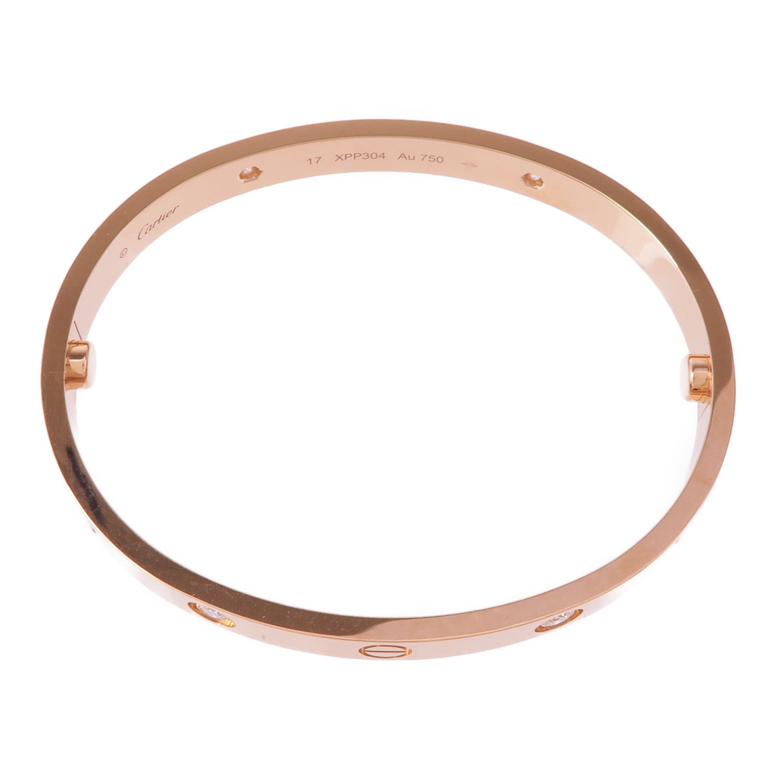 CARTIER 18K玫瑰金Love Bracelet 4P Diamonds鑽石手鐲Cartier#17