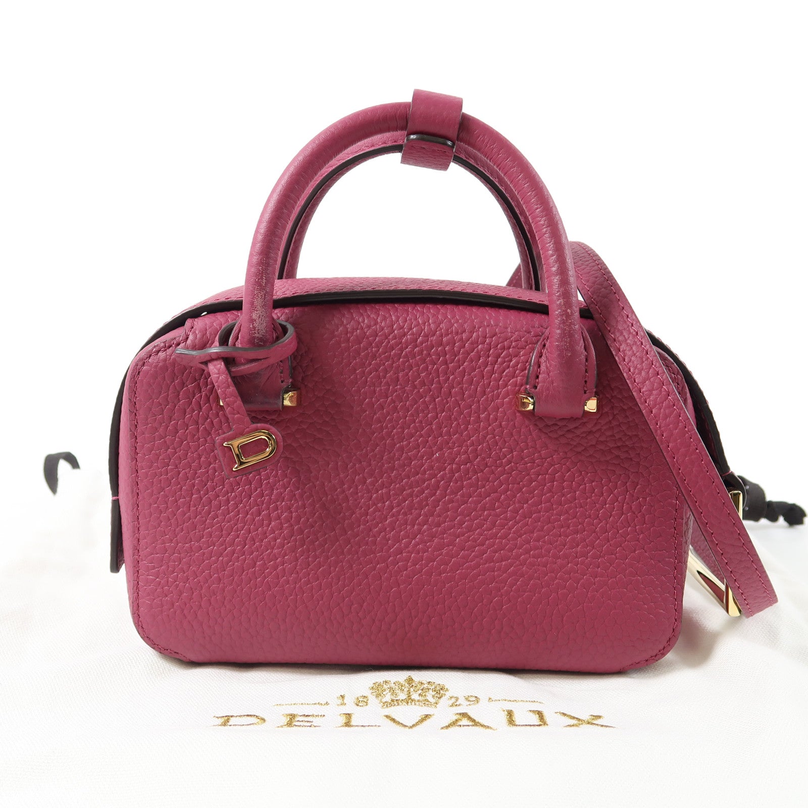 Delvaux 牛皮皮革Delvaux Cool Box Nano金扣手挽肩背兩用袋紅色