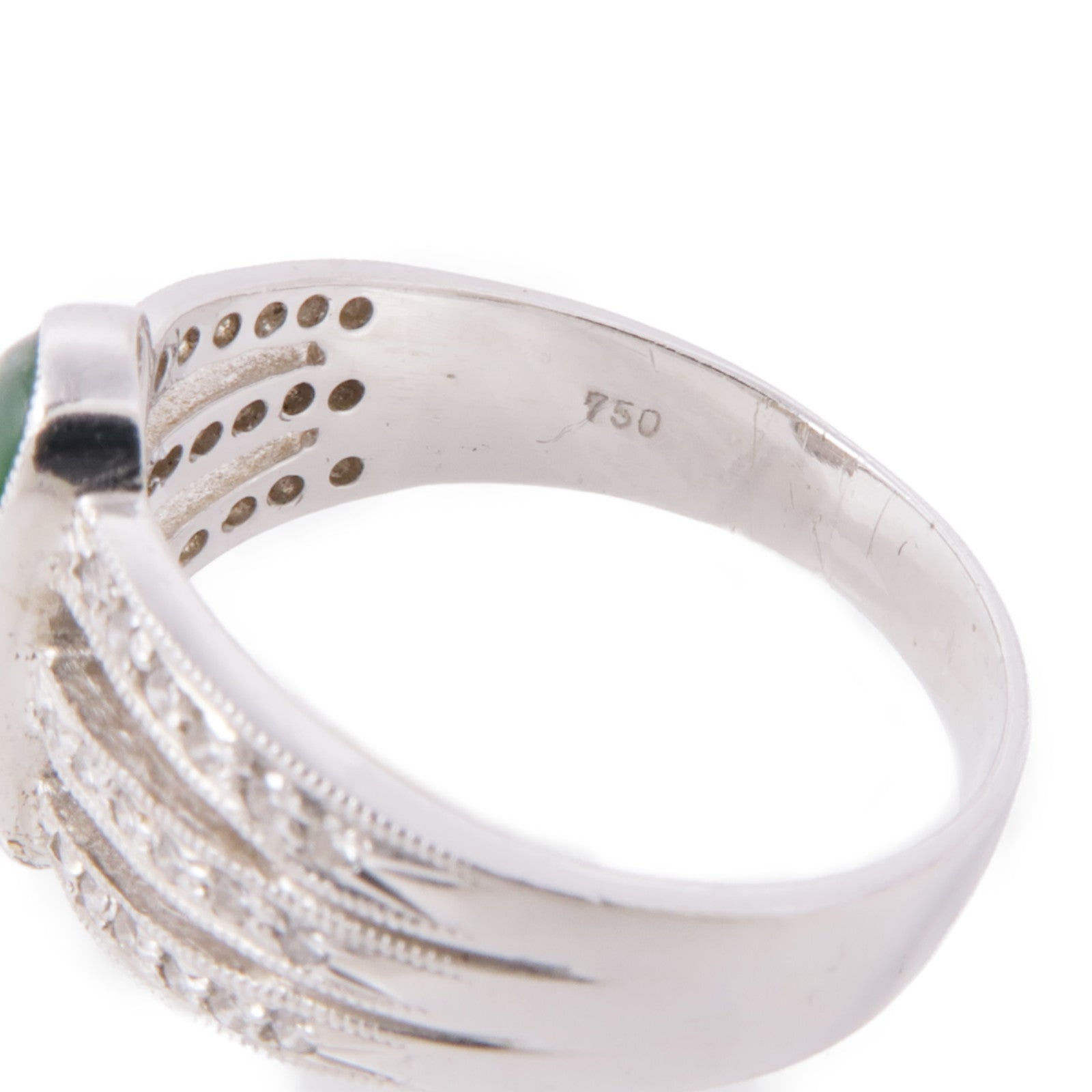 JEWELRY 18K白金Jade/Diamond Ring翡翠戒指US#6