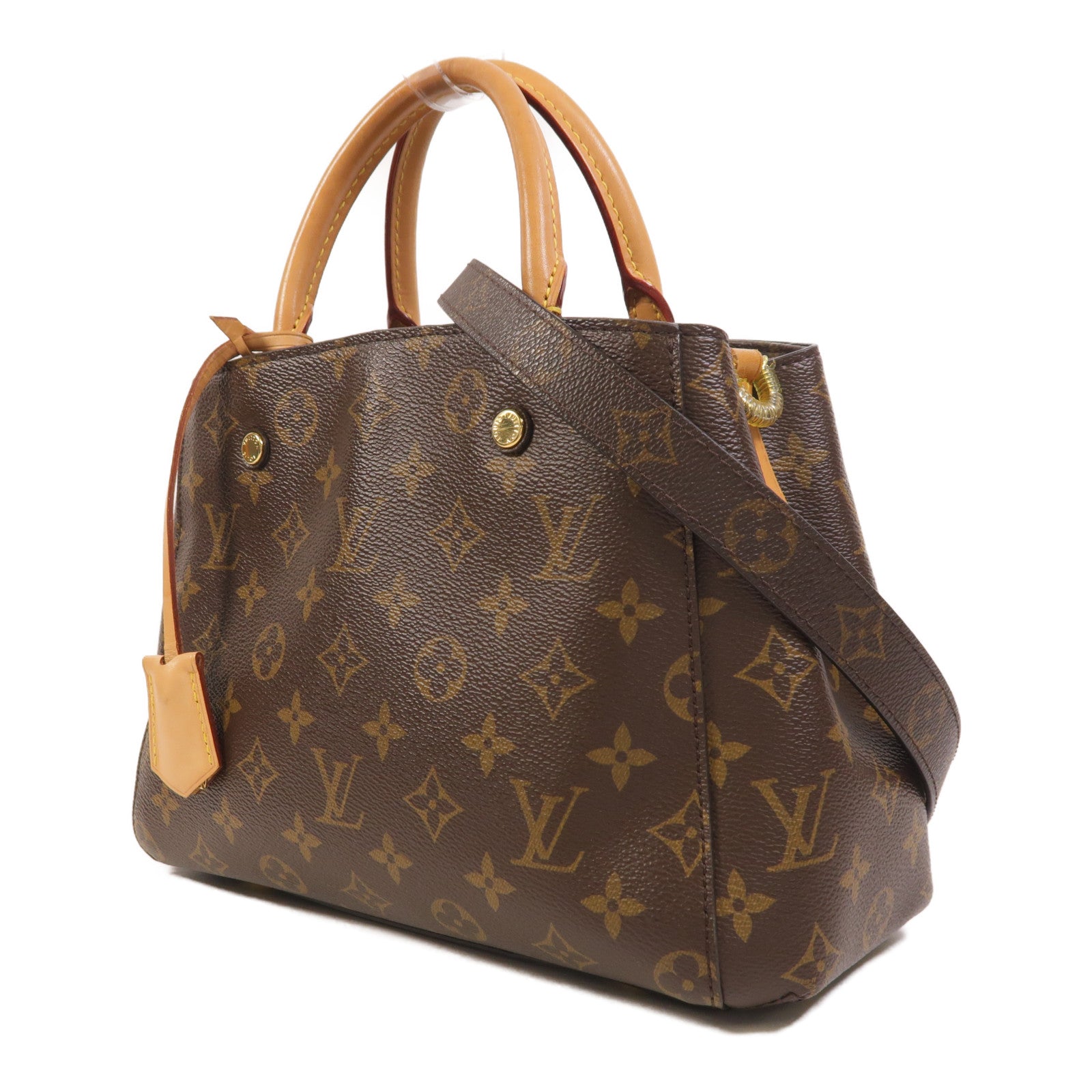 LOUIS VUITTON Monogram Montaigne BB金扣手挽肩背兩用袋棕色