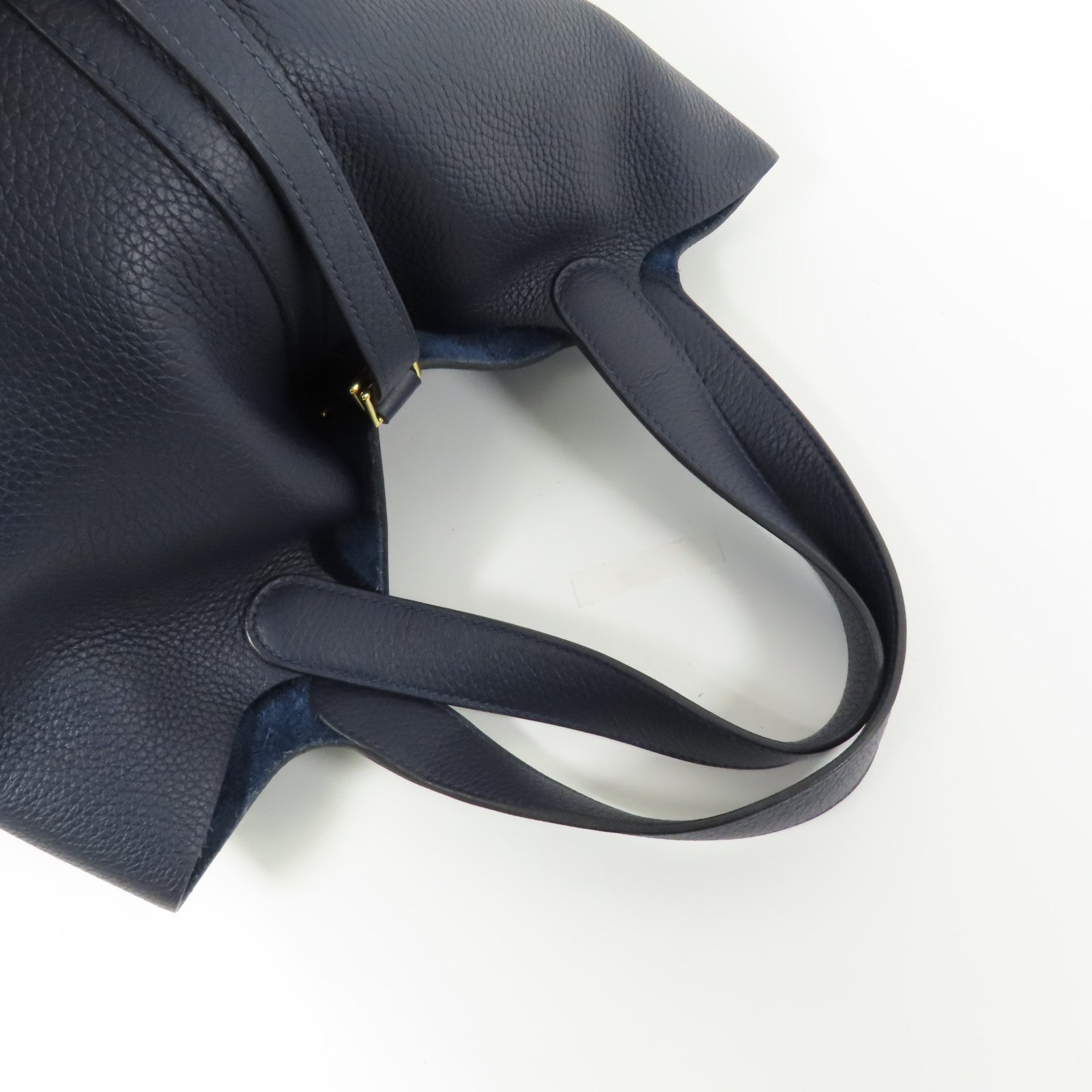 HERMES Clemence皮革Picotin MM金扣手挽袋Bleu Nuit