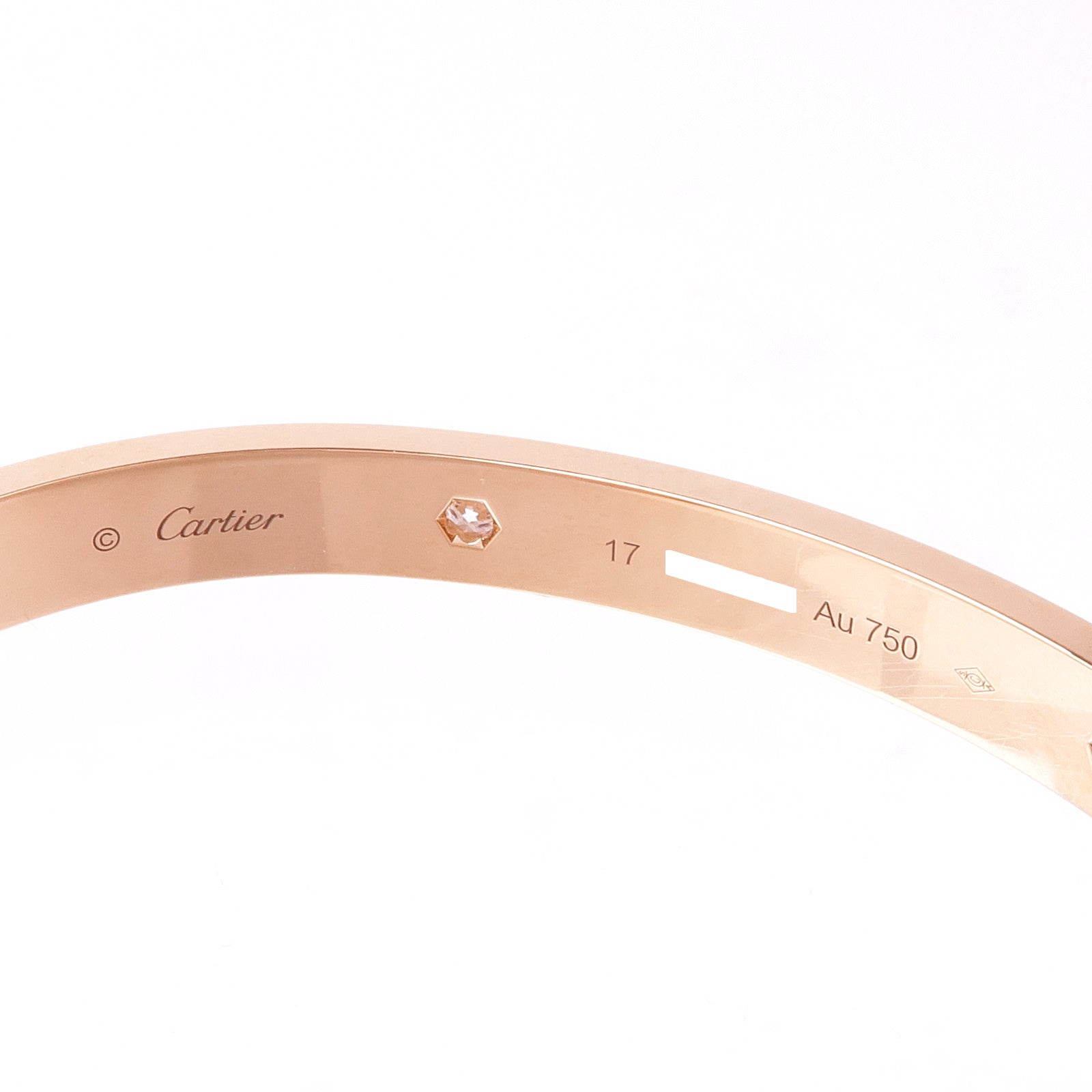 CARTIER 18K玫瑰金Love Bracelet 4P Diamonds鑽石手鐲Cartier#17