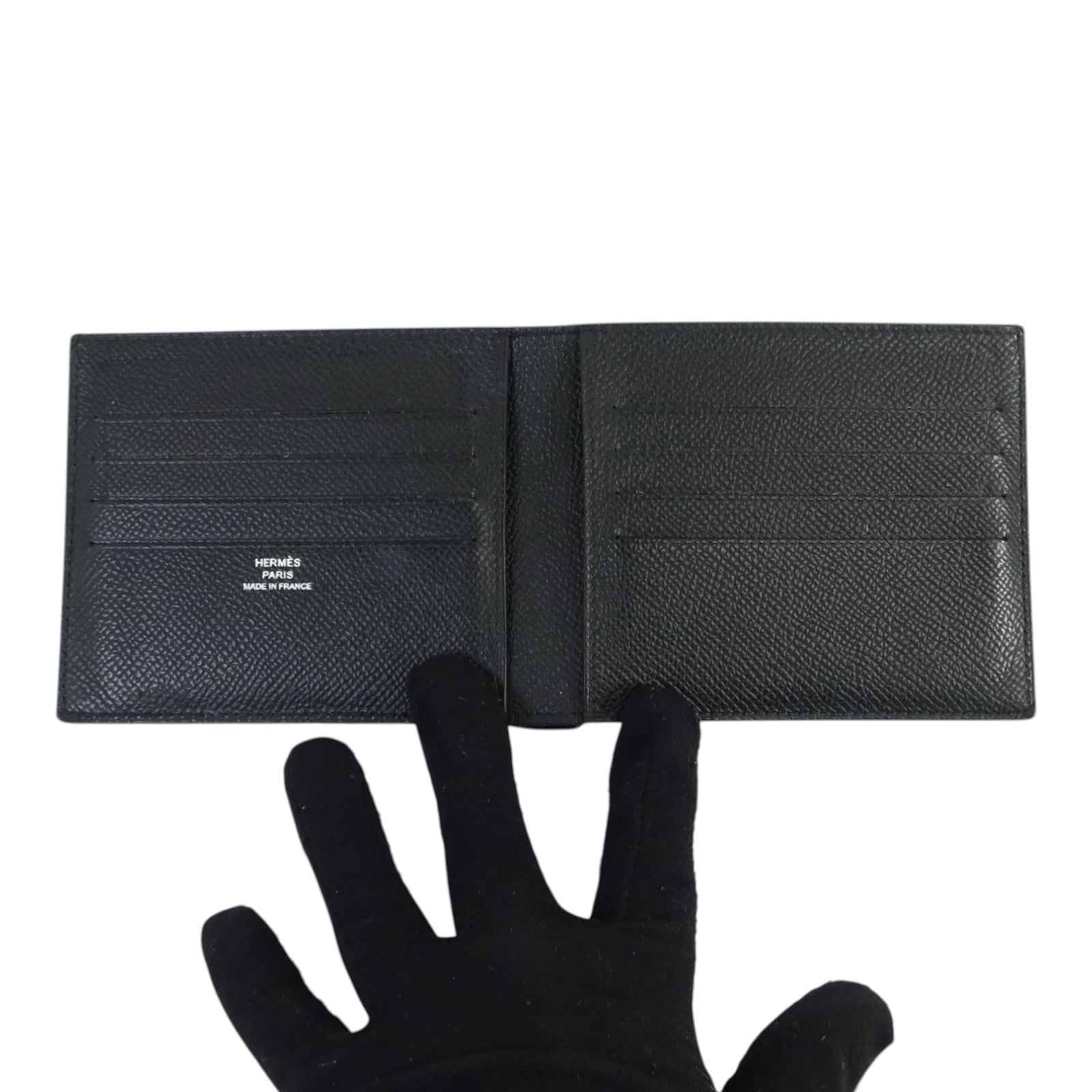 HERMES Epsom皮革Citizen Twill Compact Wallet錢包Noir