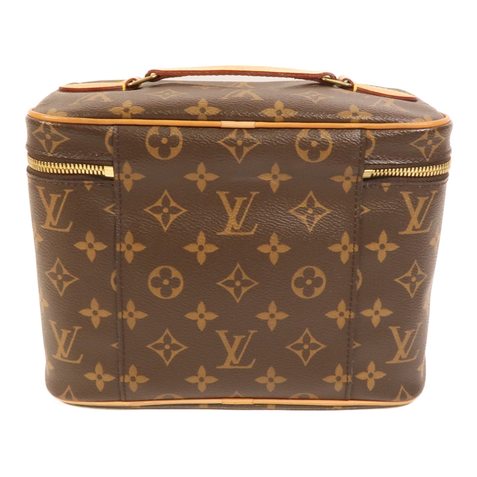 LOUIS VUITTON Monogram Nice BB金扣手挽袋棕色