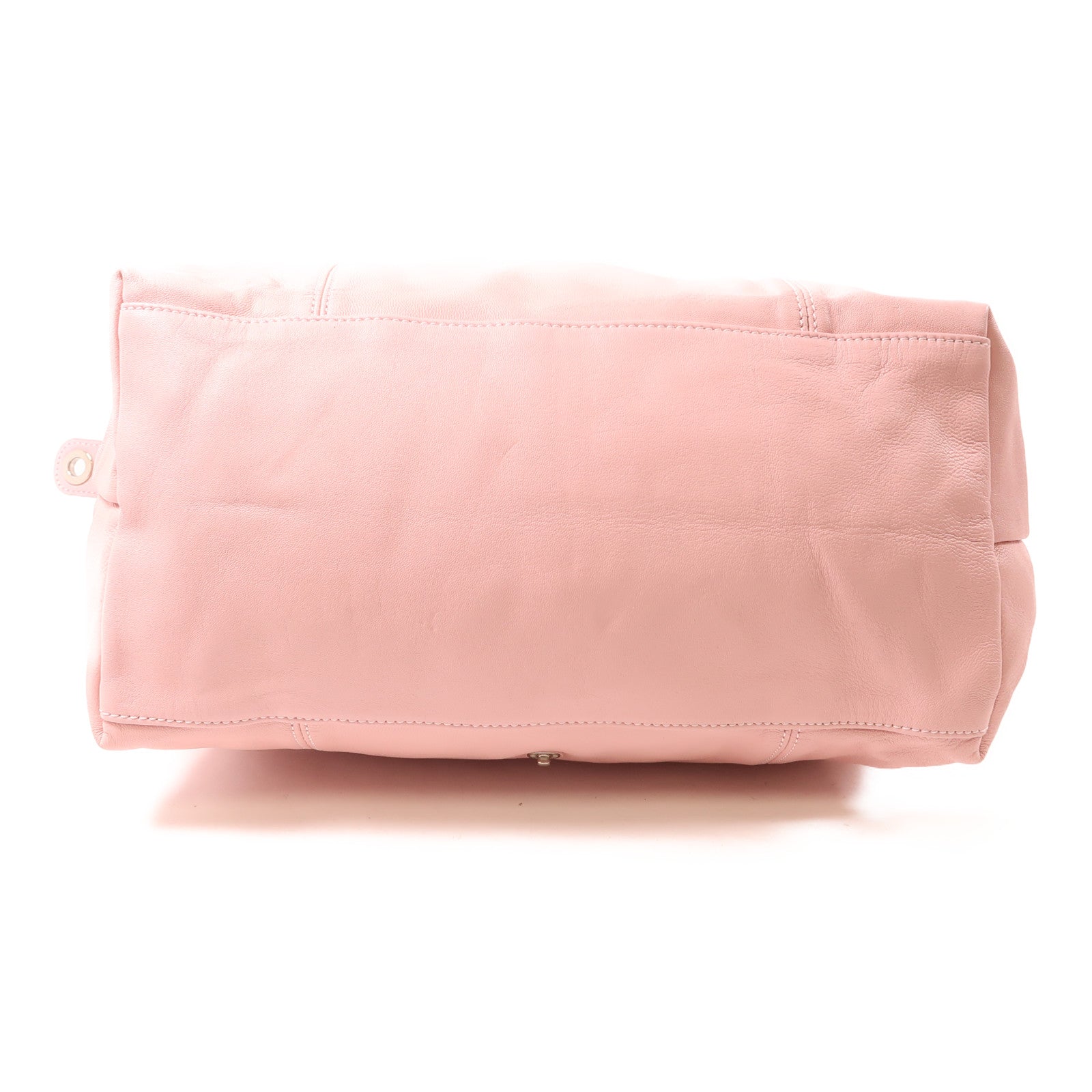 Longchamp 羊皮皮革Shoulder Bag銀扣手挽肩背兩用袋粉紅色