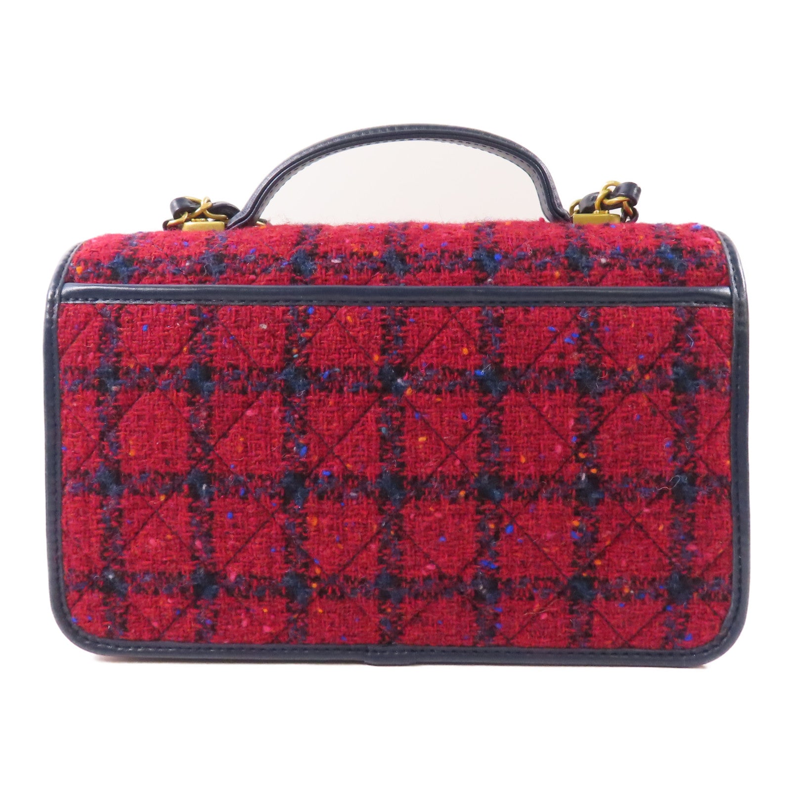 CHANEL【激減優惠】 Tweed/皮革2Way Shoulder金扣手挽肩背兩用袋