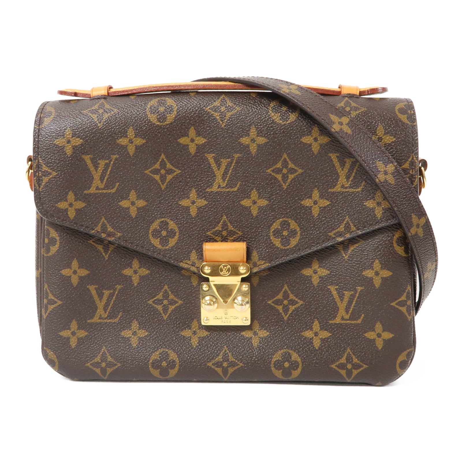 LOUIS VUITTON Monogram Pochette Metis金扣手挽肩背兩用袋棕色