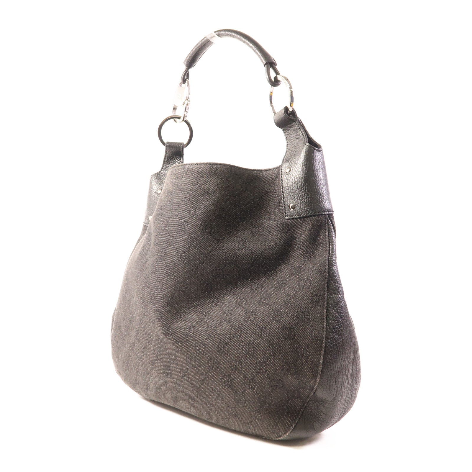 GUCCI 帆布Shoulder Bag銀扣肩背袋