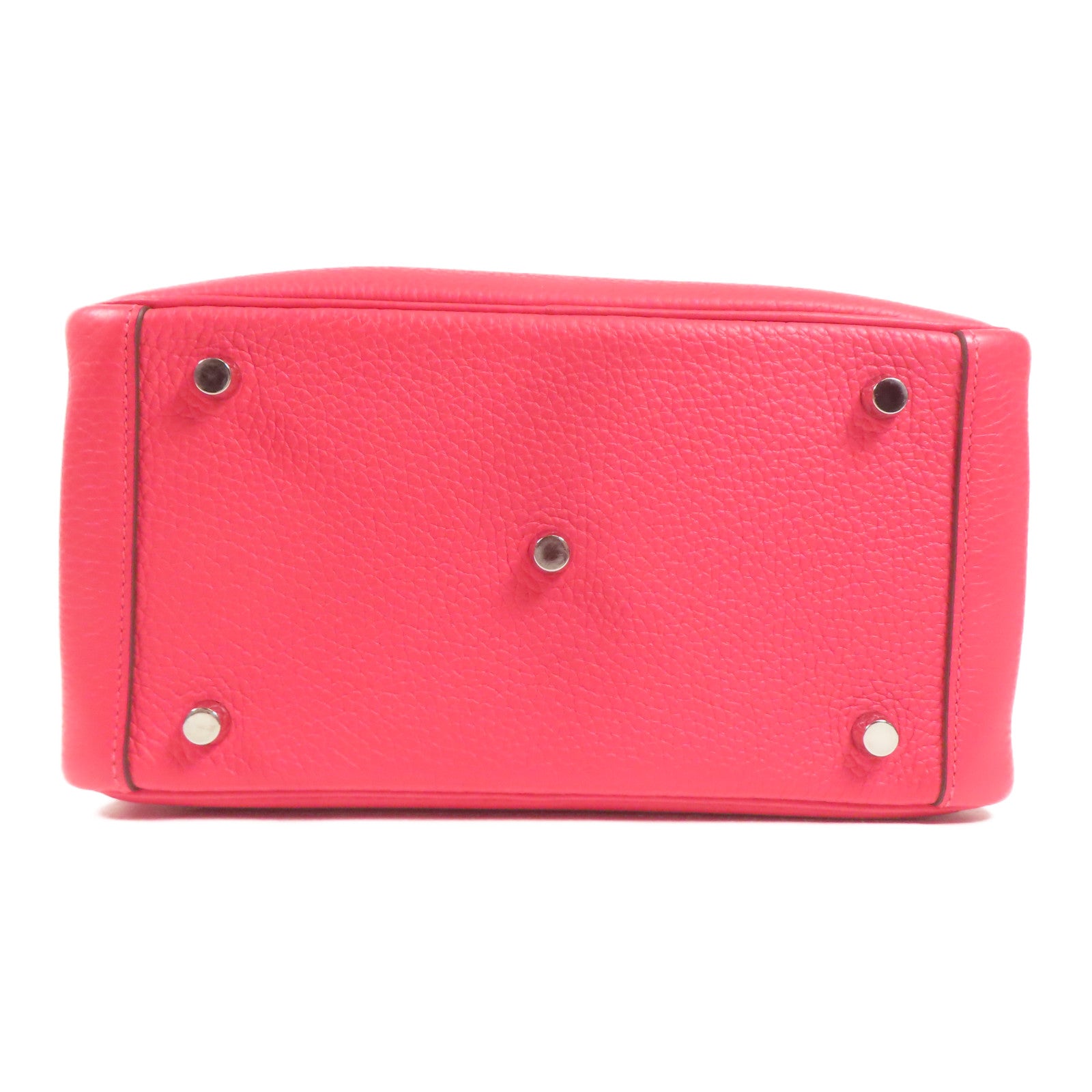 HERMES Clemence皮革Lindy 26銀扣手挽肩背兩用袋I6 Rose Extreme