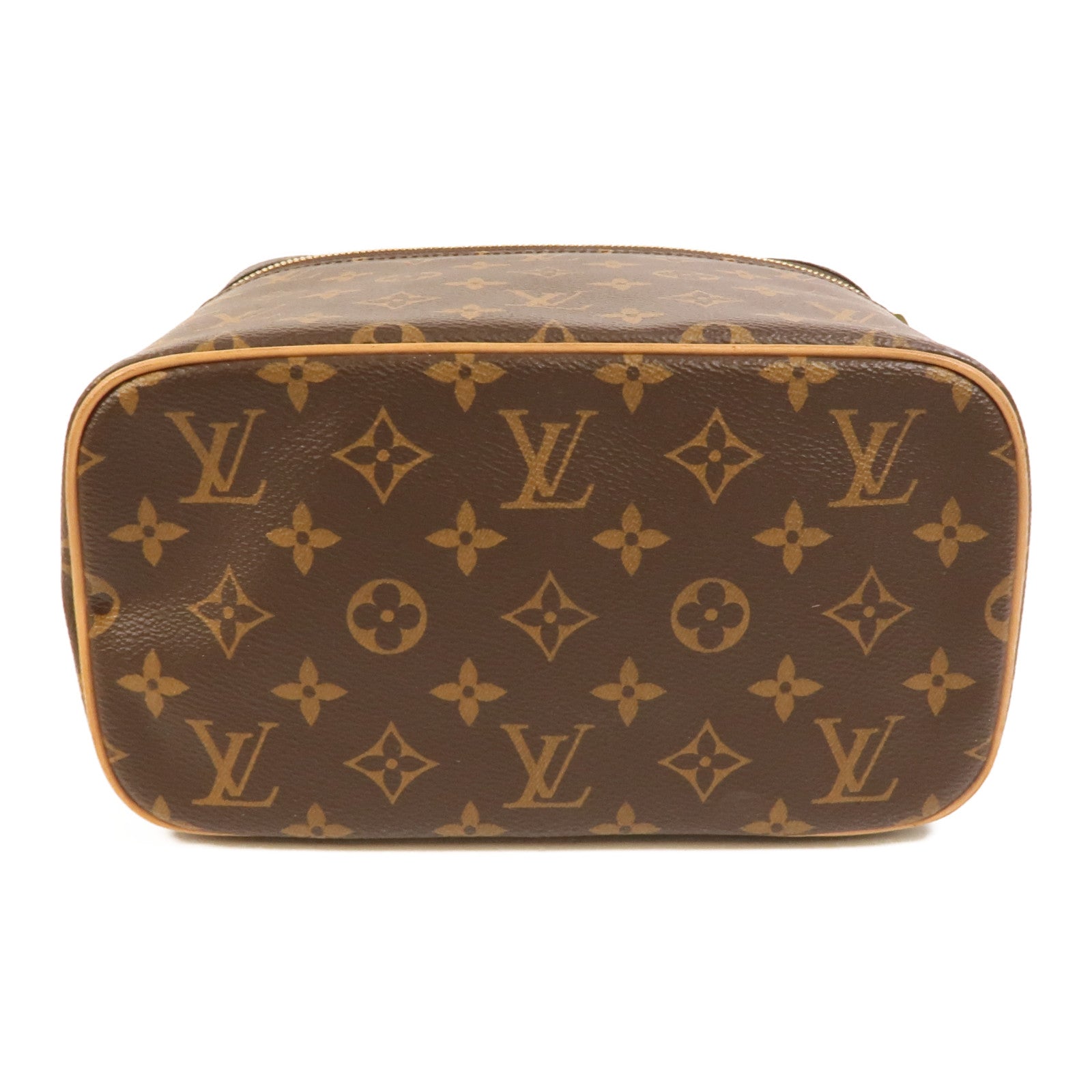 LOUIS VUITTON Monogram Nice BB金扣手挽袋棕色