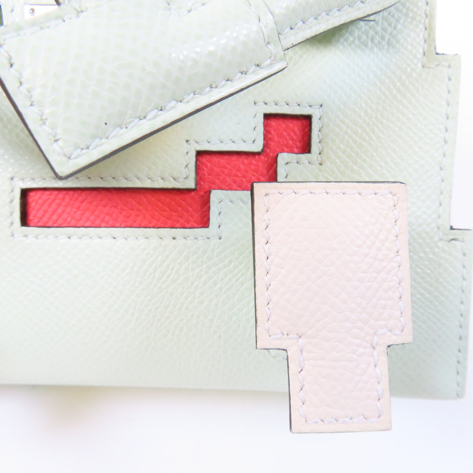 HERMES Epsom皮革Kelly Doll Picto銀扣肩背袋Vert Fizz綠色
