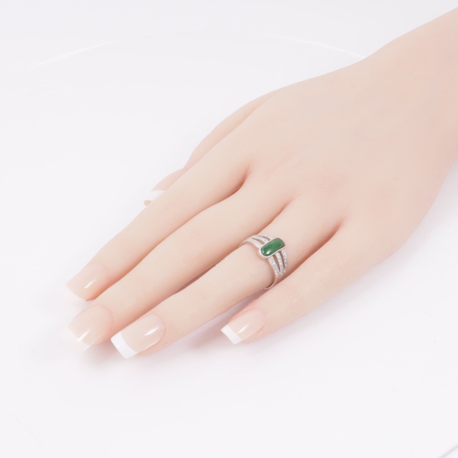 JEWELRY 18K白金Jade/Diamond Ring翡翠戒指US#6