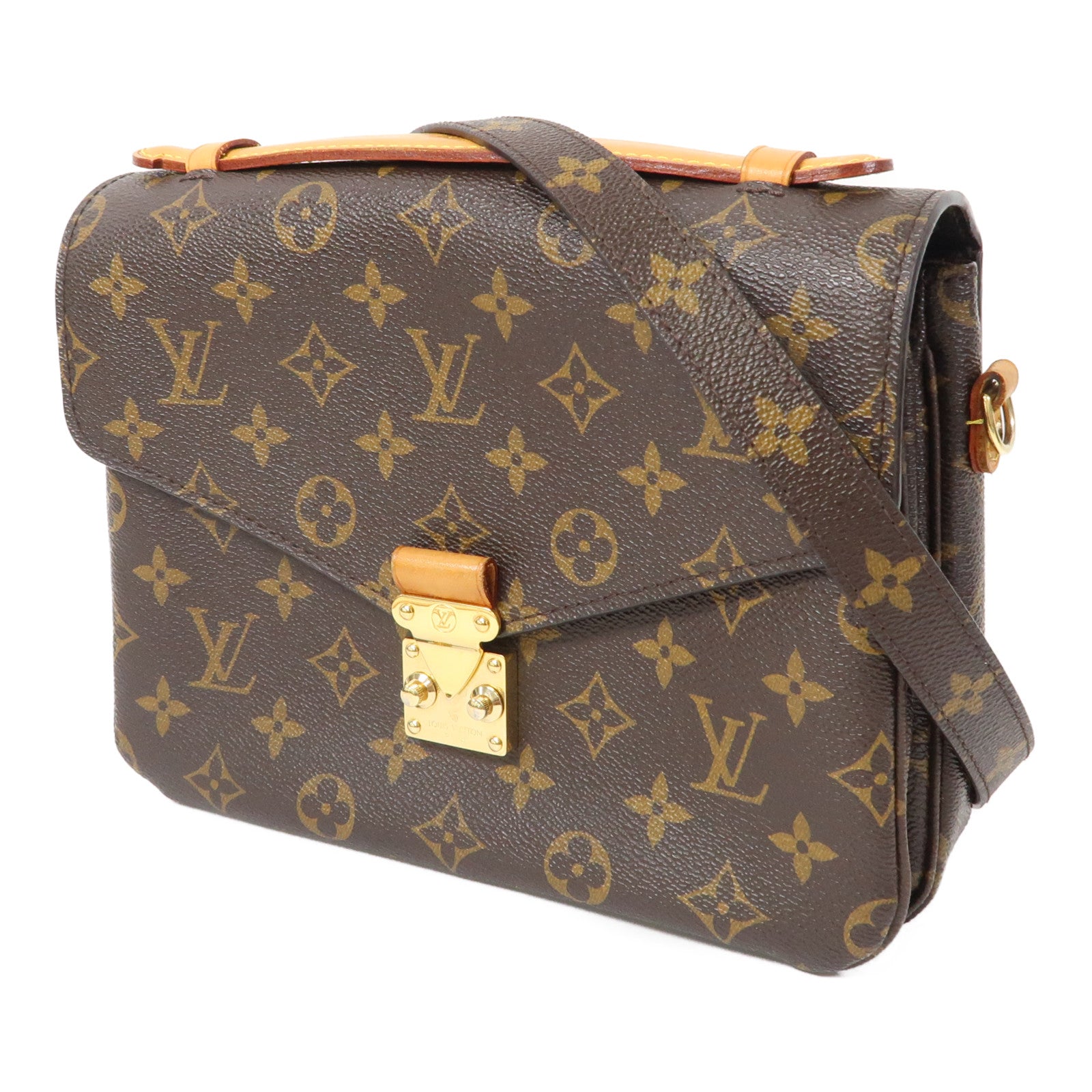 LOUIS VUITTON Monogram Pochette Metis金扣手挽肩背兩用袋棕色
