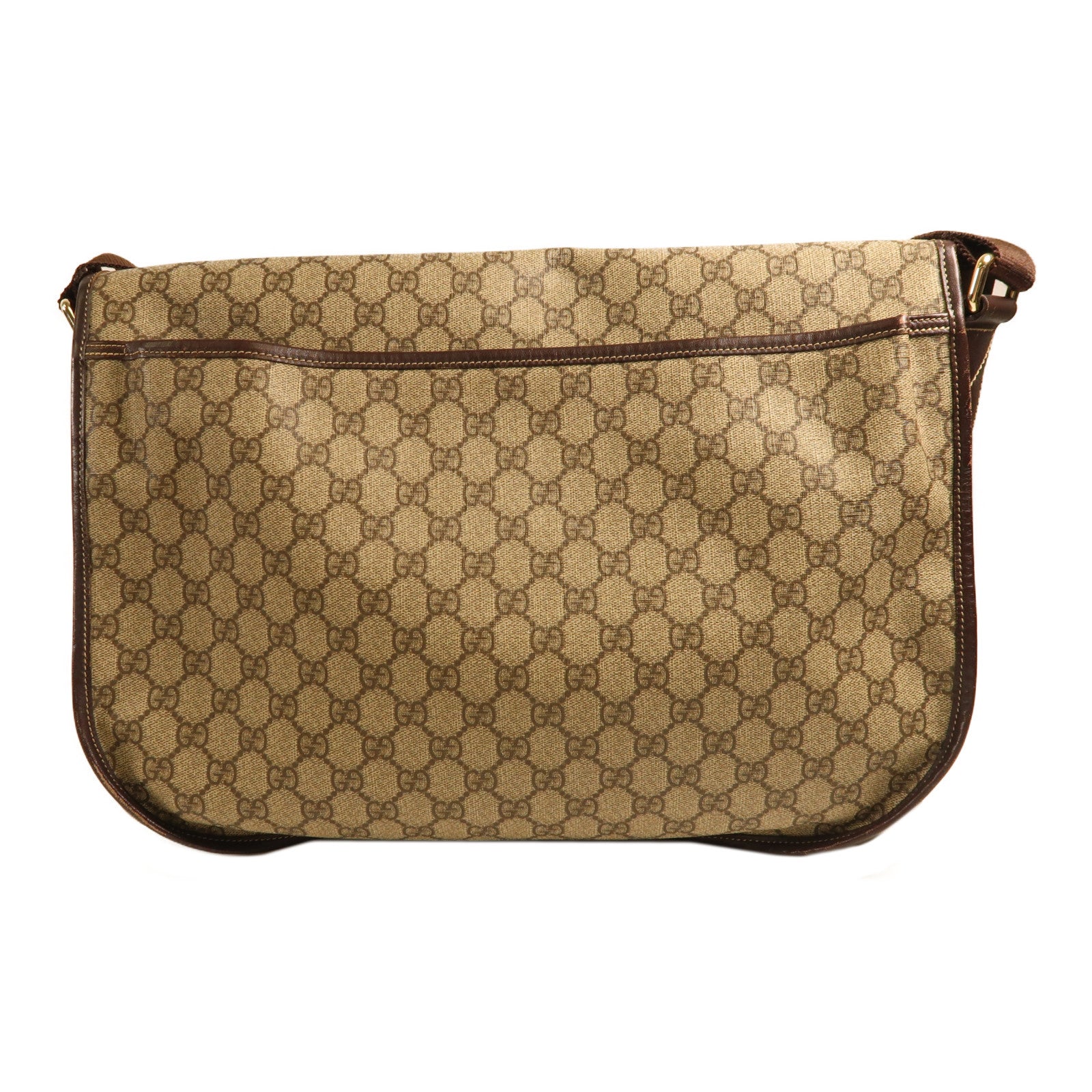 GUCCI 塗層帆布Messenger Bag金扣肩背袋米色