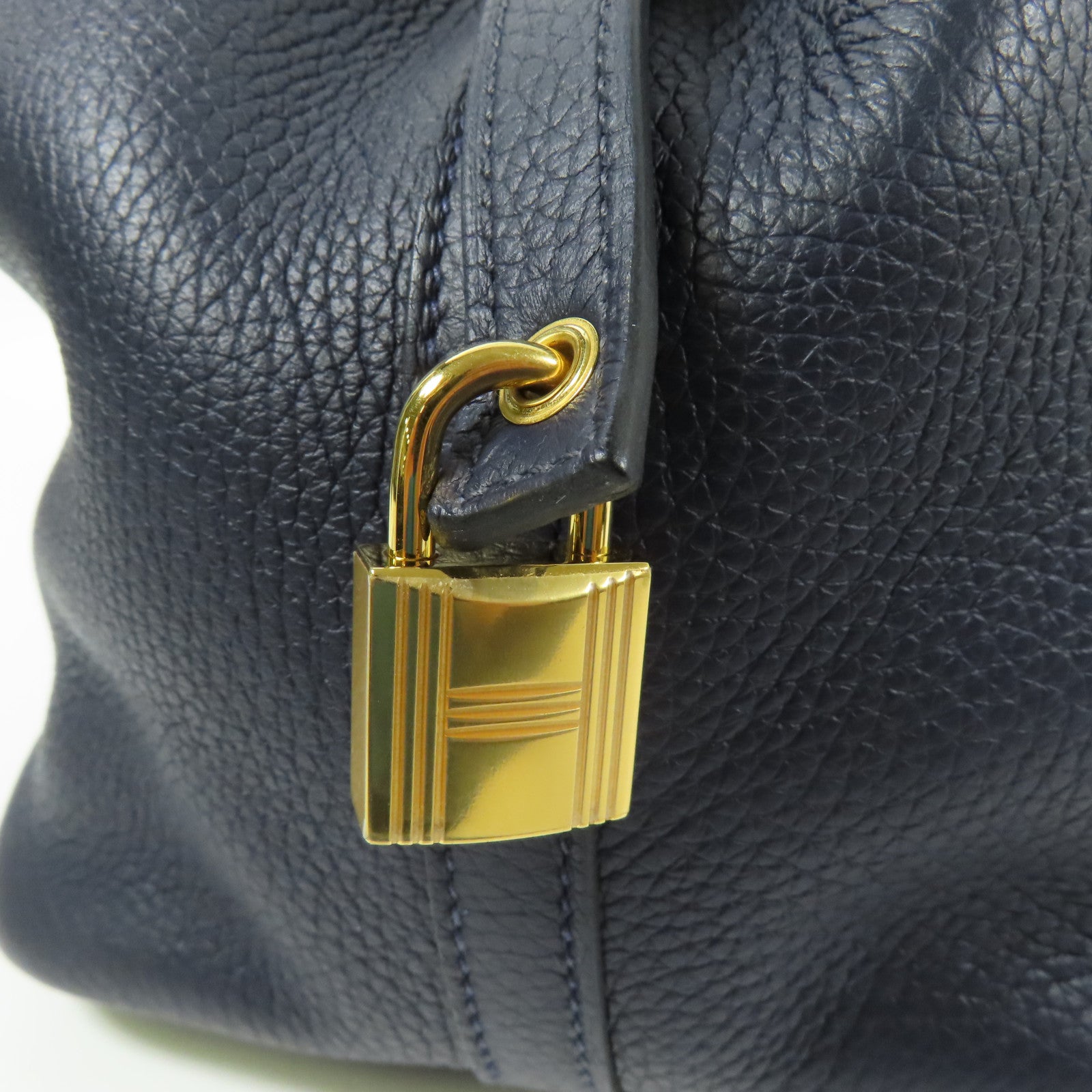 HERMES Clemence皮革Picotin MM金扣手挽袋Bleu Nuit
