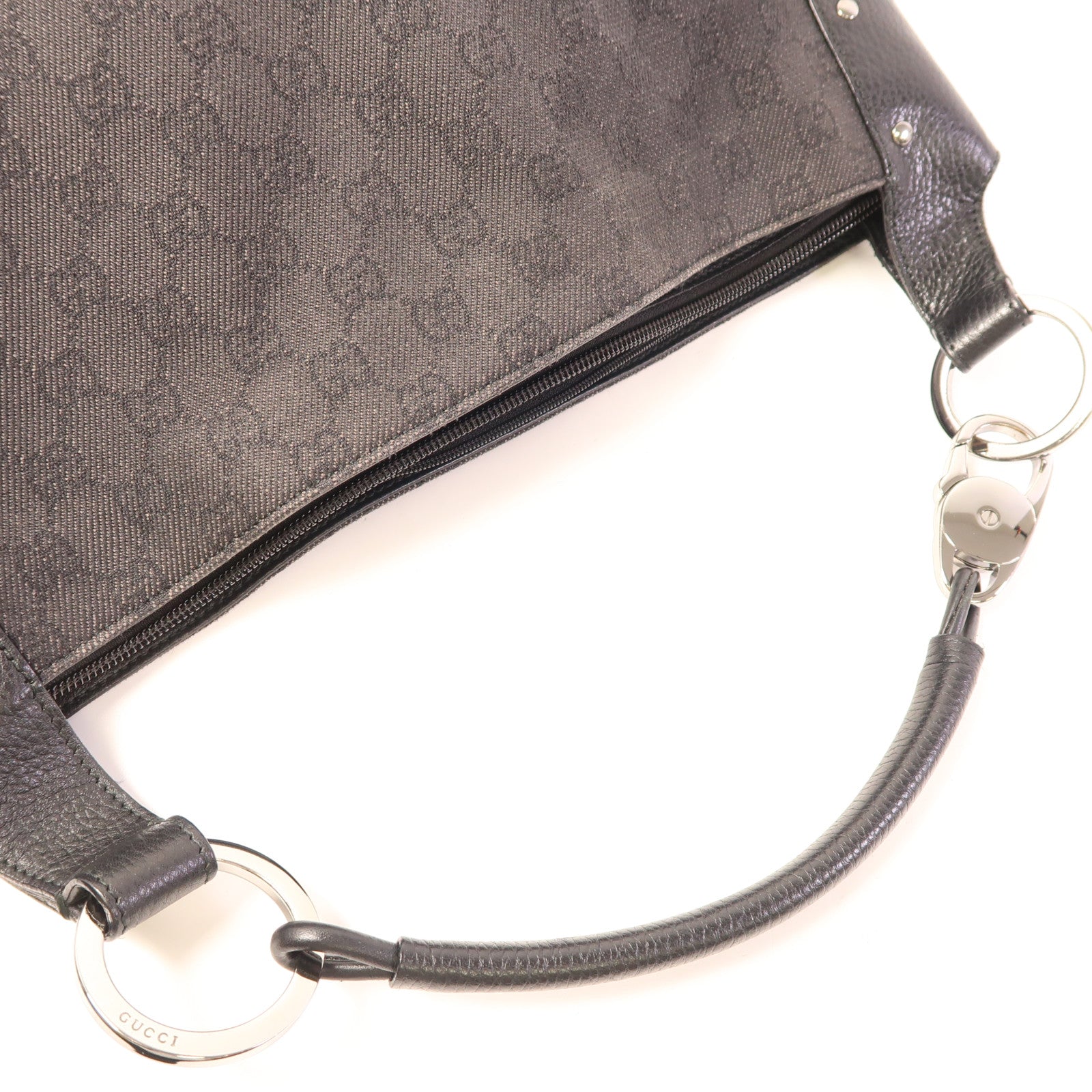 GUCCI 帆布Shoulder Bag銀扣肩背袋