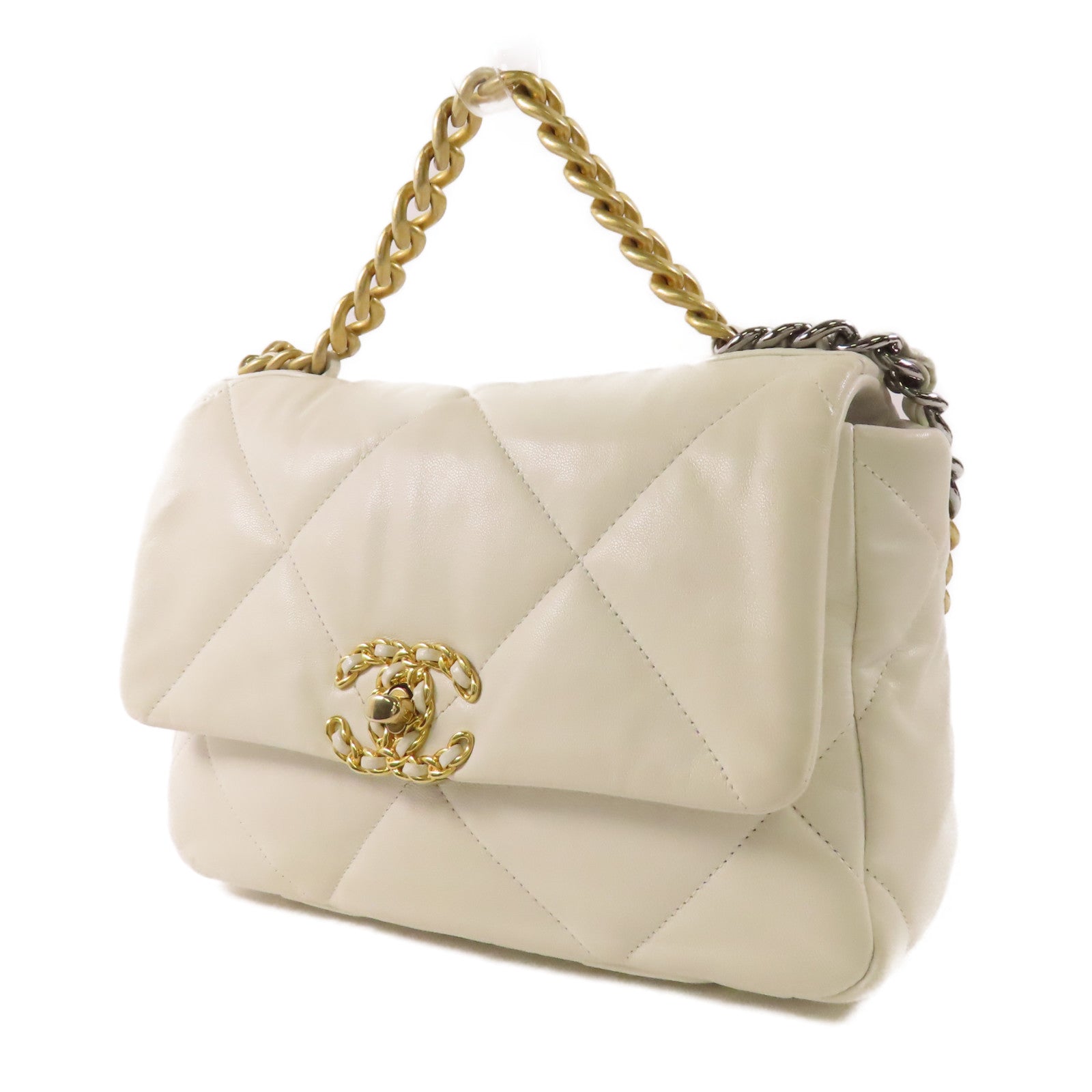 CHANEL 羊皮皮革Chanel 19鏈帶手挽肩背兩用袋