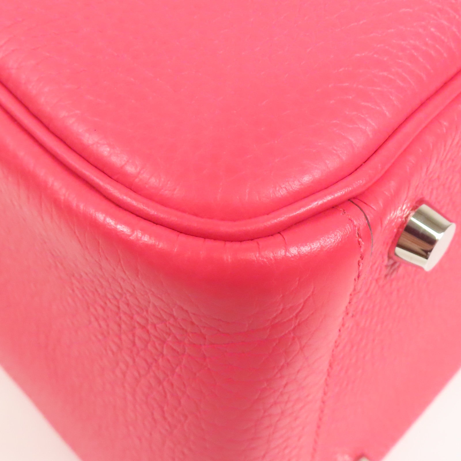 HERMES Clemence皮革Lindy 26銀扣手挽肩背兩用袋I6 Rose Extreme