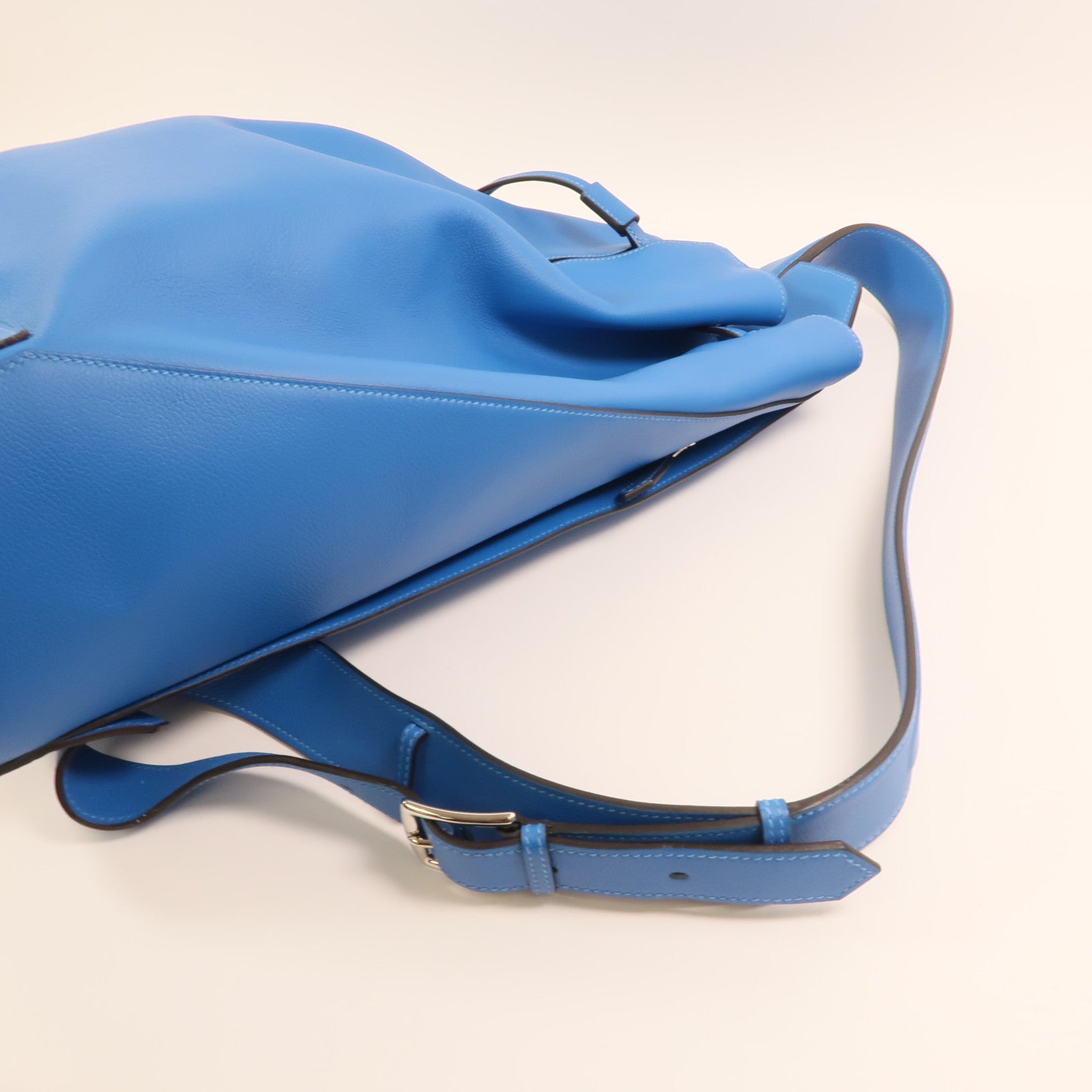 HERMES Evercolor皮革Flash Sailor Backpack銀扣背包Bleu Hydra