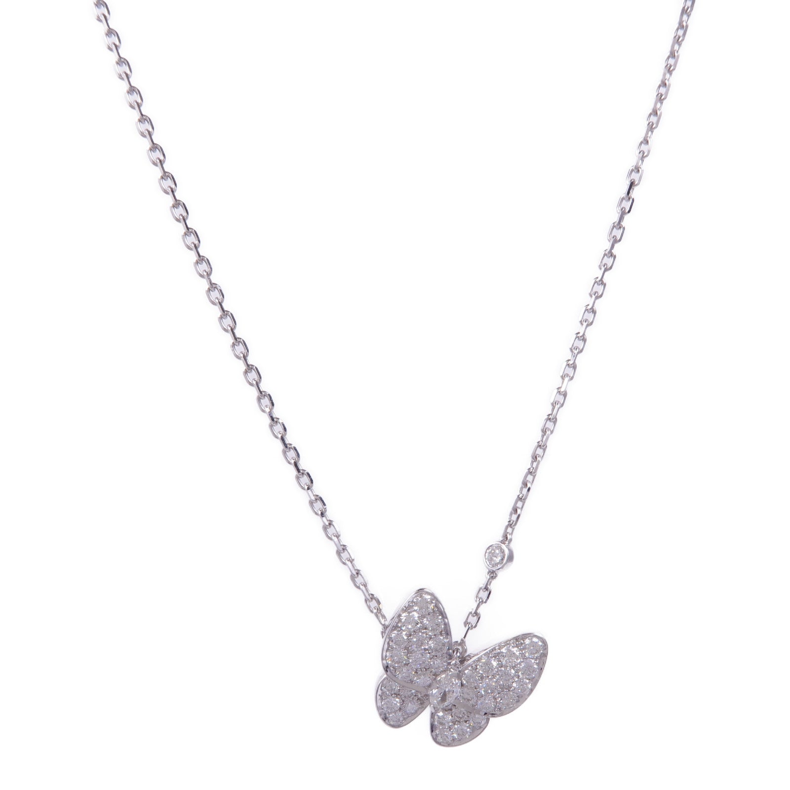 Van Cleef & Arpels 18K白金Two Butterfly Pendant鑽石項鍊