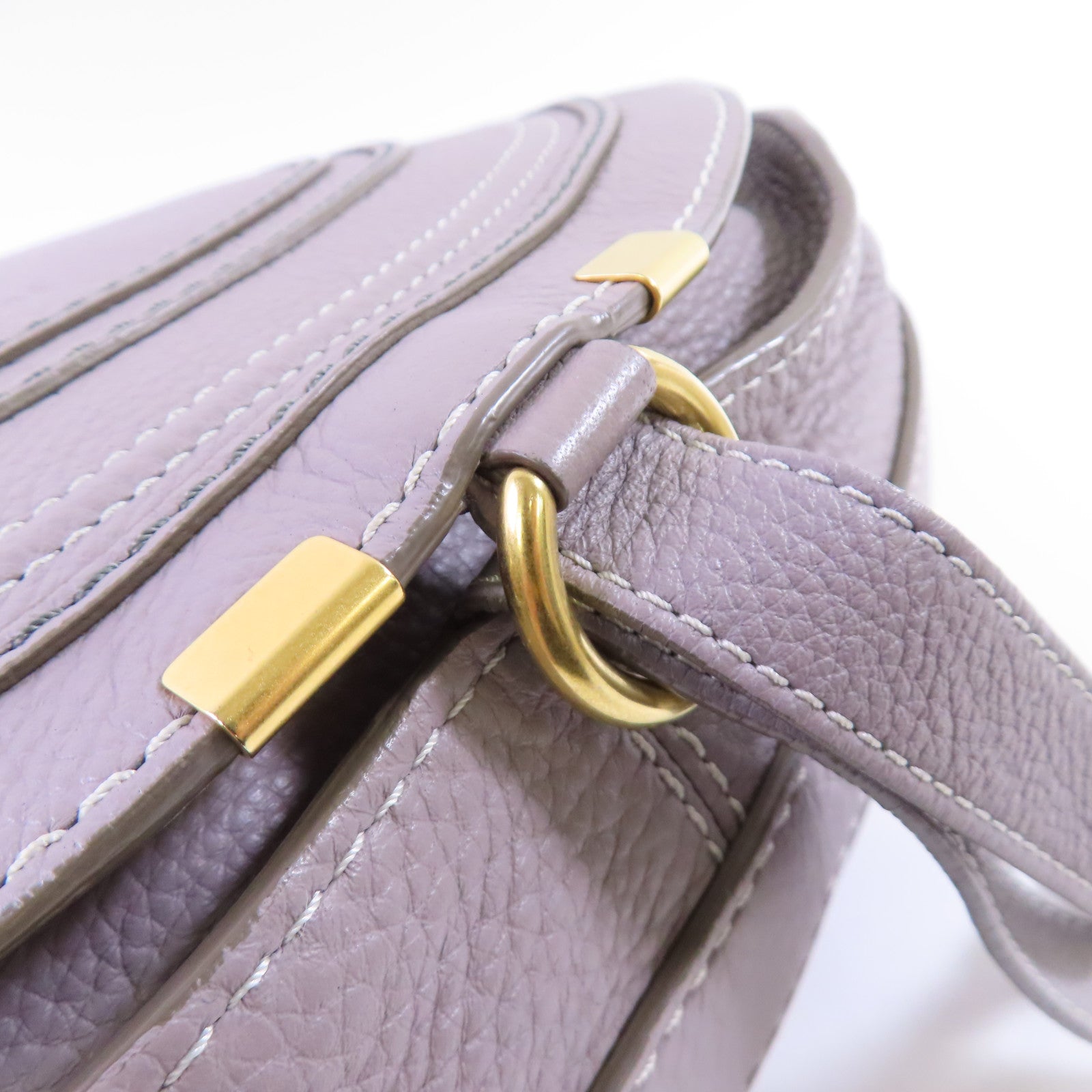 Chloe 牛皮皮革Marcie Shoulder Bag金扣肩背袋灰色