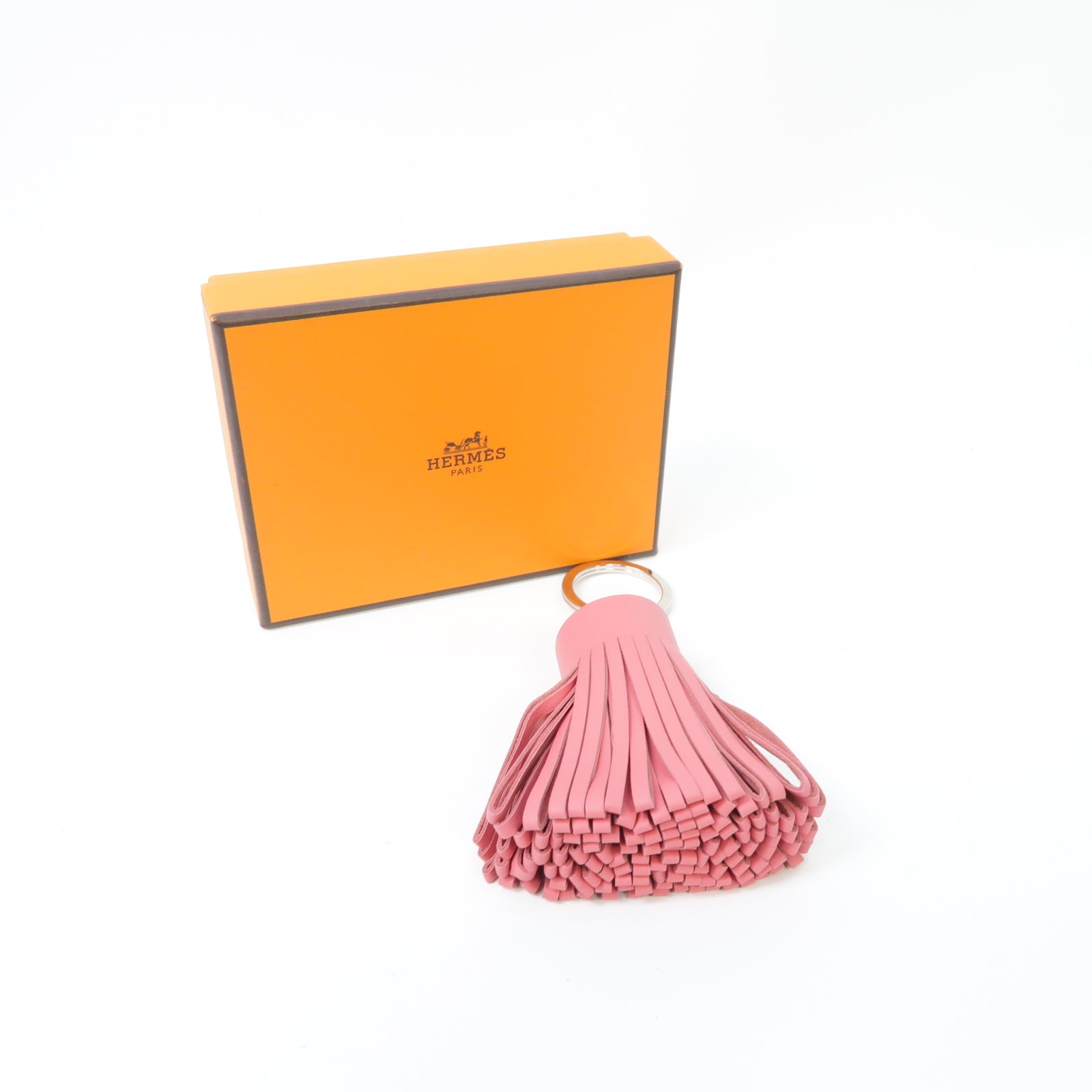 HERMES 【激減優惠】Swift皮革Carmen銀扣掛飾Rose Azalee杜鵑粉色