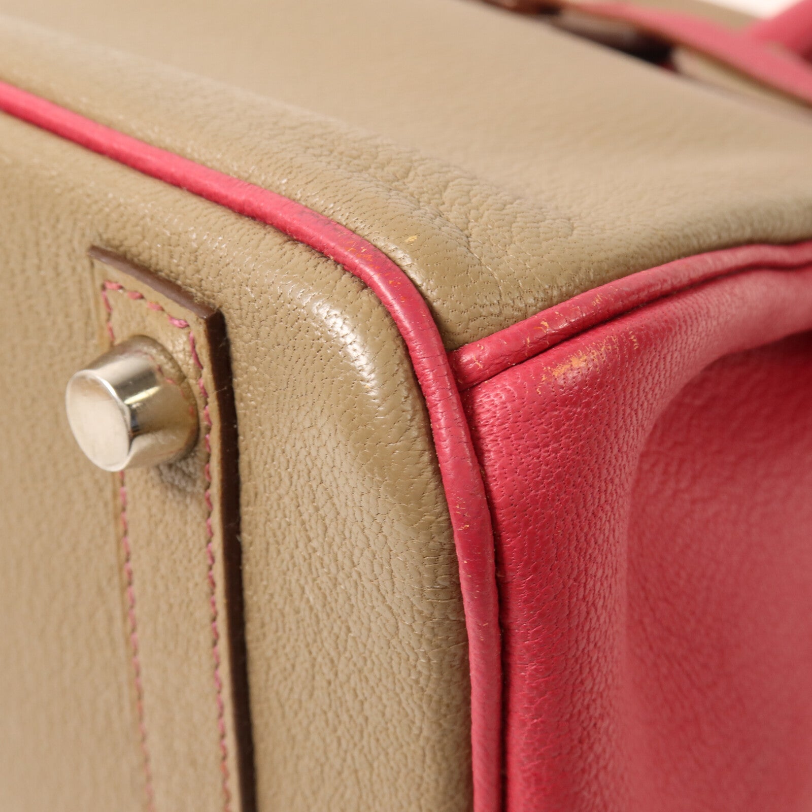 HERMES Chevre皮革Birkin 30手挽袋Etoupe/Rose Purple