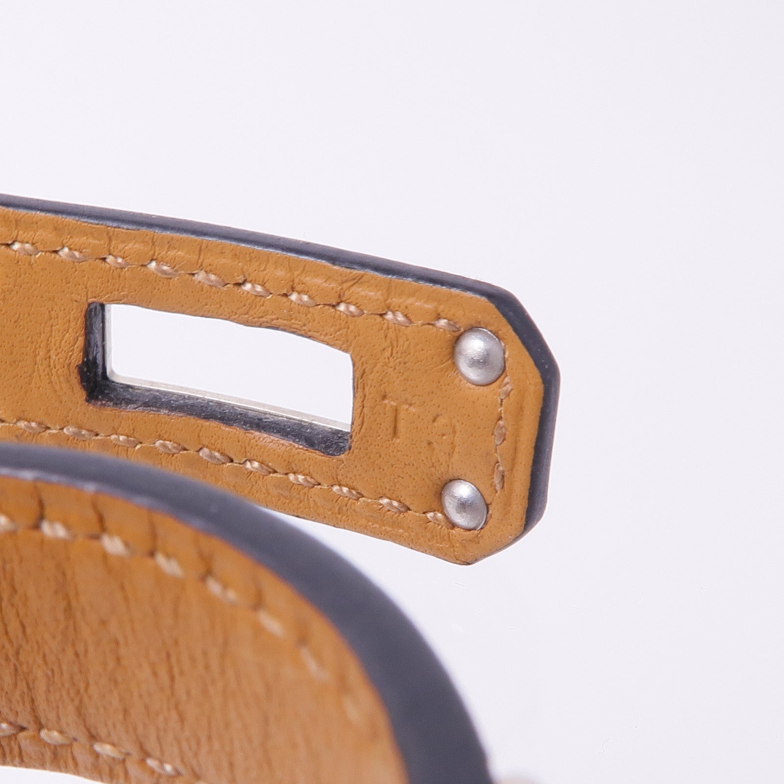 HERMES Box Calf皮革Kelly Double Tour Bracelet銀扣手帶Noir