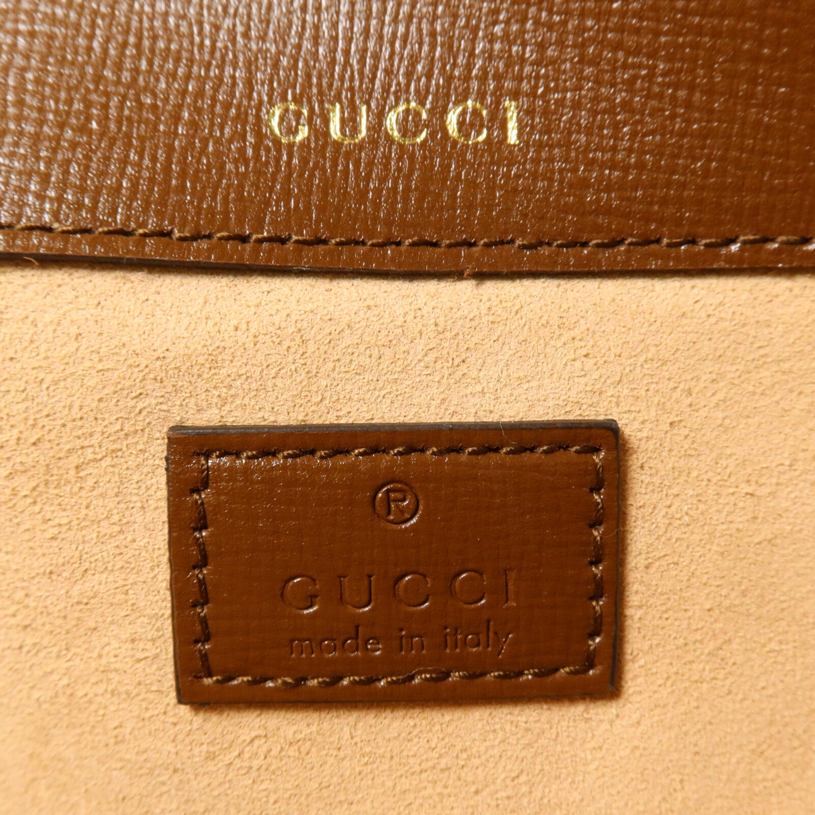 GUCCI 塗層帆布Horsebit 1955 Mini鏈帶手挽肩背兩用袋