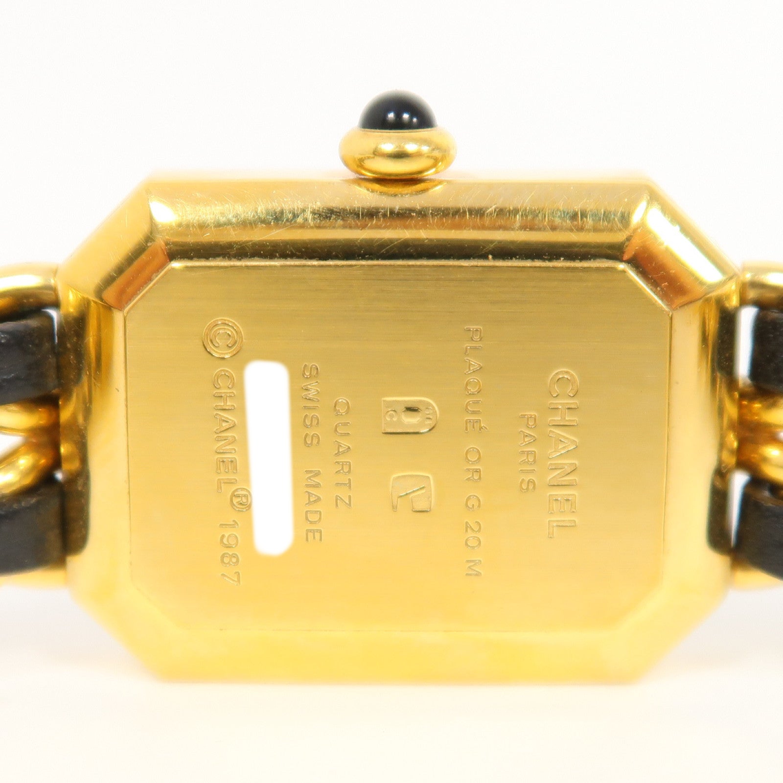 CHANEL Premiere S鍍金/皮革手錶石英機芯黑色