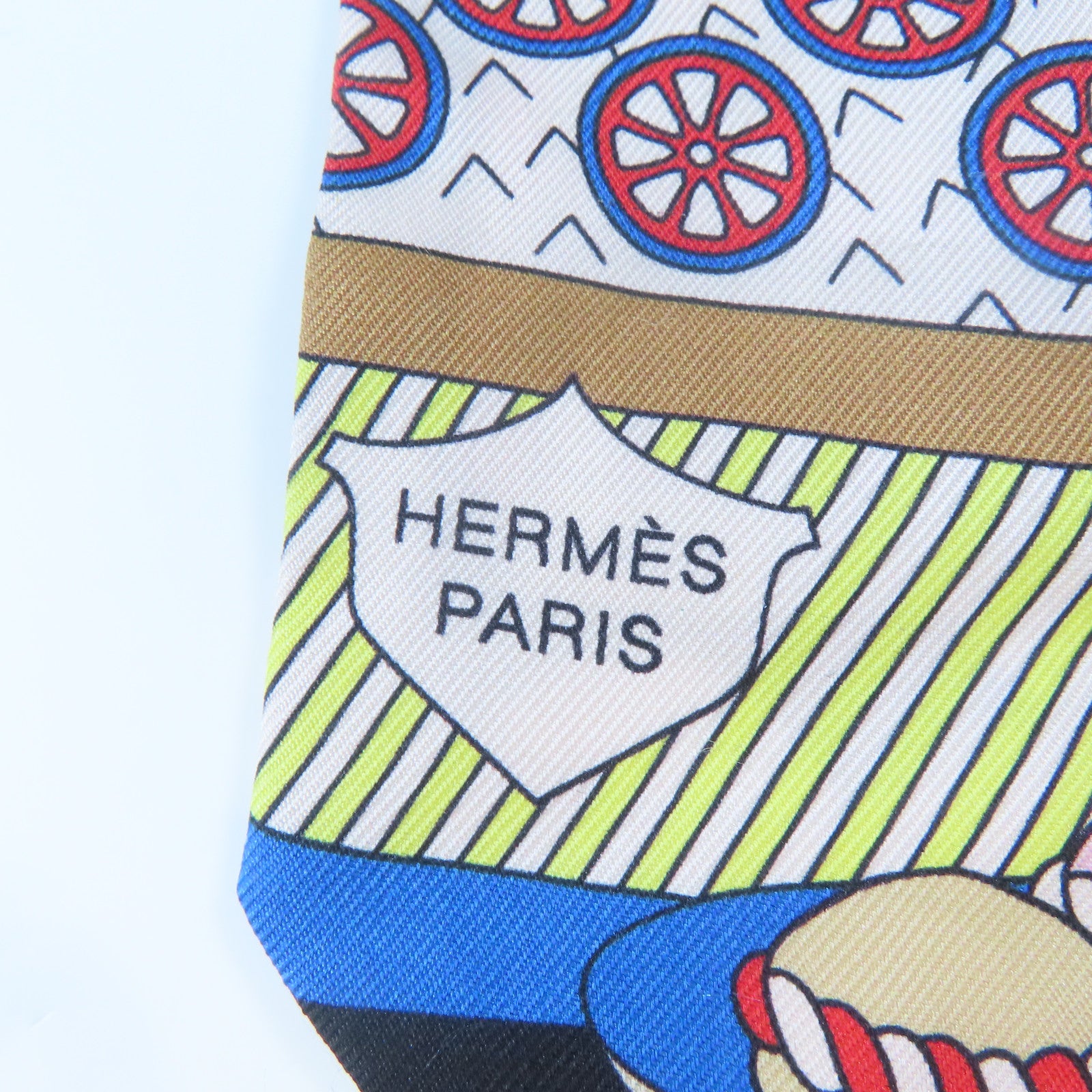 HERMES 絲質Twilly絲巾黑色/彩色