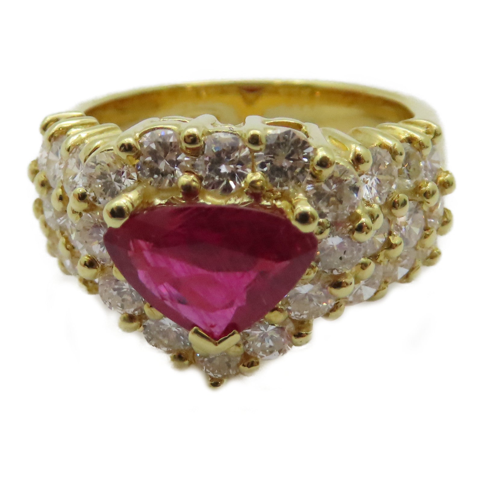 JEWELRY 18K黃金Ruby Diamond Ring 1.25ct紅寶石/1.90ct鑽石戒指US#6.5