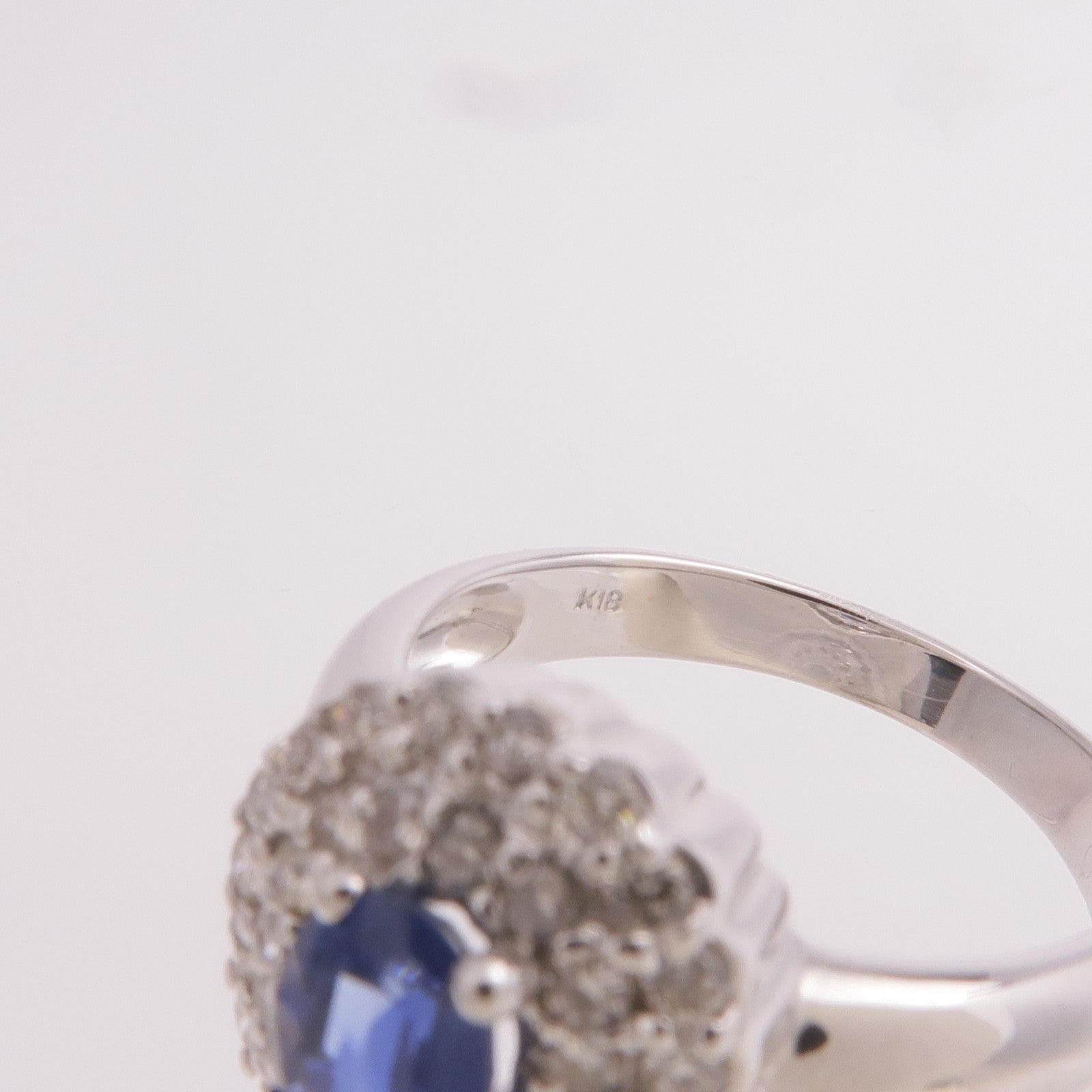 JEWELRY 【激減優惠】18K白金Sapphire Diamond Ring藍寶石/鑽石戒指US#6.5