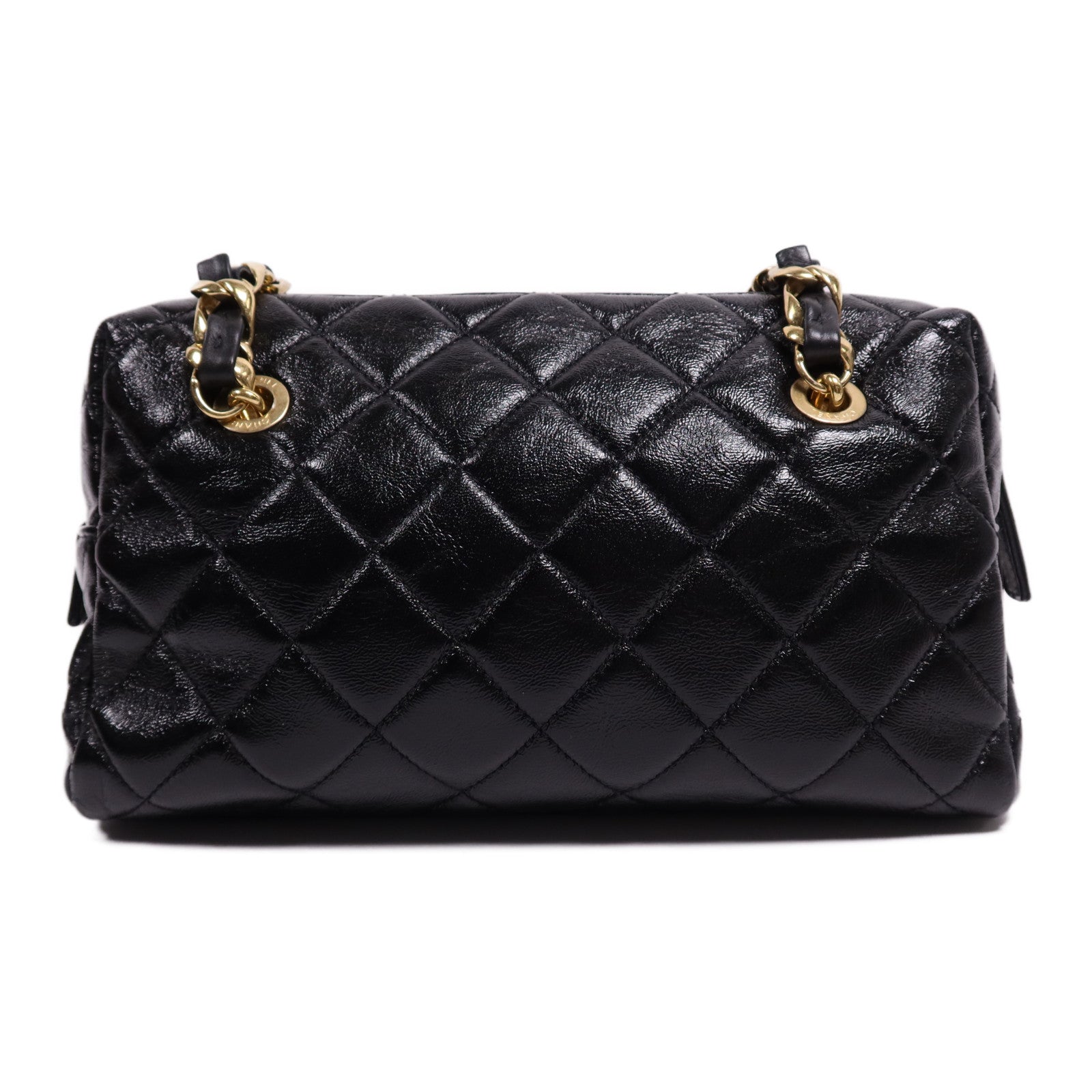 CHANEL 牛皮皮革Bowling Bag金扣鏈帶肩背袋
