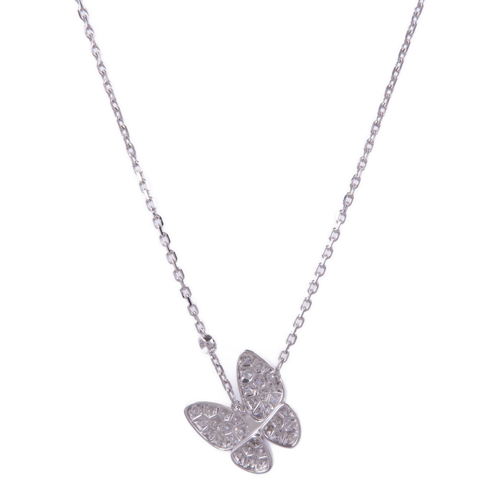 Van Cleef & Arpels 18K白金Two Butterfly Pendant鑽石項鍊